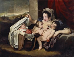 xVIIe siècle Allégorie de la charité Carlo Cignani Madone et enfant Huile sur toile 