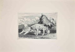 Dogs in the Roman Countryside - Original Etching After Charles Coleman - 1992
