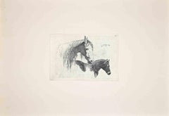 Vintage The Horses in the Roman Countryside- Etching After Charles Coleman-1992