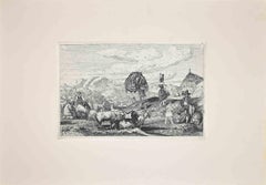 Vintage The Landscape of Roman Countryside - Etching After Charles Coleman - 1992