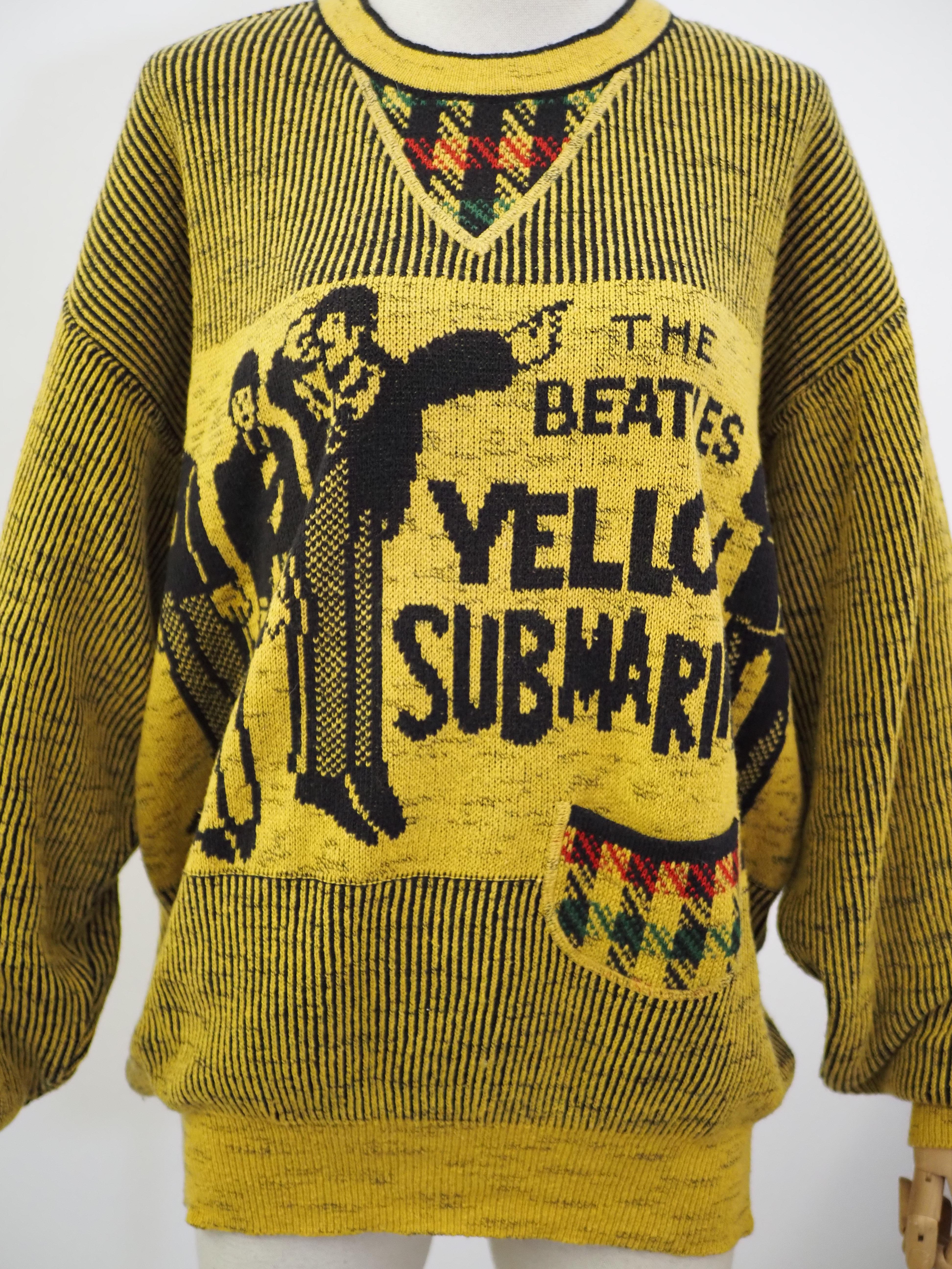 Women's or Men's Carlo Colucci yellow The Beatles sweater For Sale