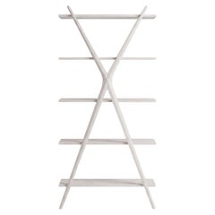 Étagère-bibliothèque « Cross » de Carlo Contin en frêne teinté blanc pour Meritalia