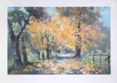 Autumn Landscape  - Lithograph by Carlo Cordua - 1980s
