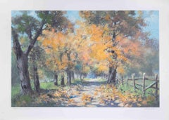 Autumn Landscape  - Lithograph by Carlo Cordua - 1980s