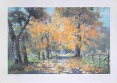 Autumn Landscape - Lithograph by Carlo Cordua - 1980s