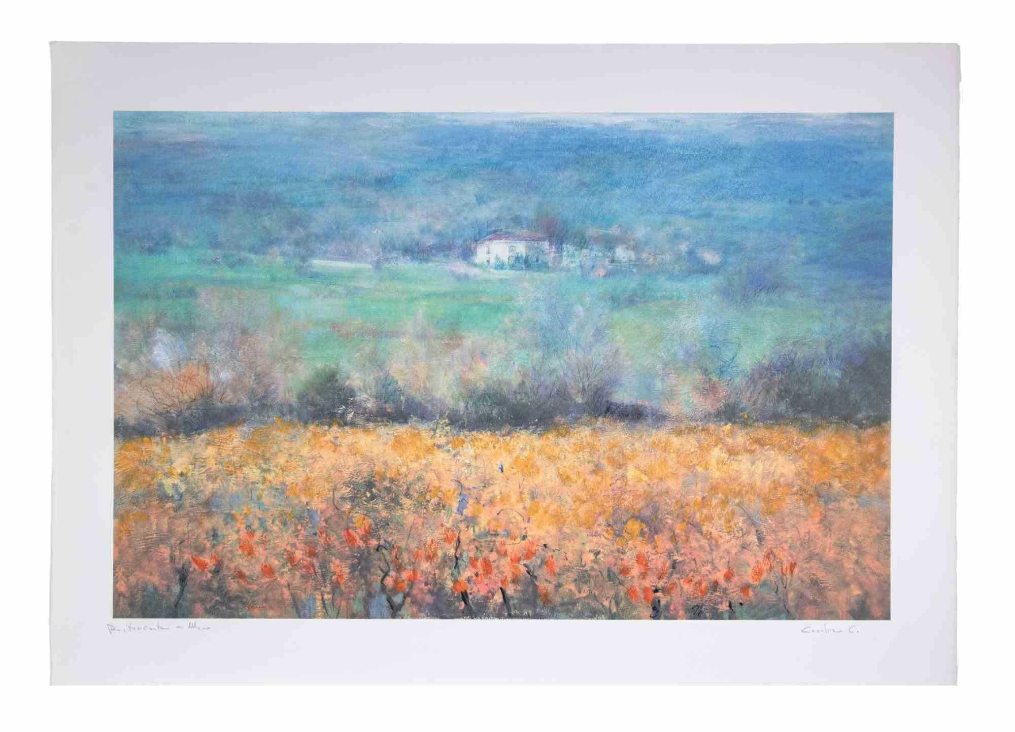 Paisaje - Litografía de Carlo Cordua - Años 80 en venta 1