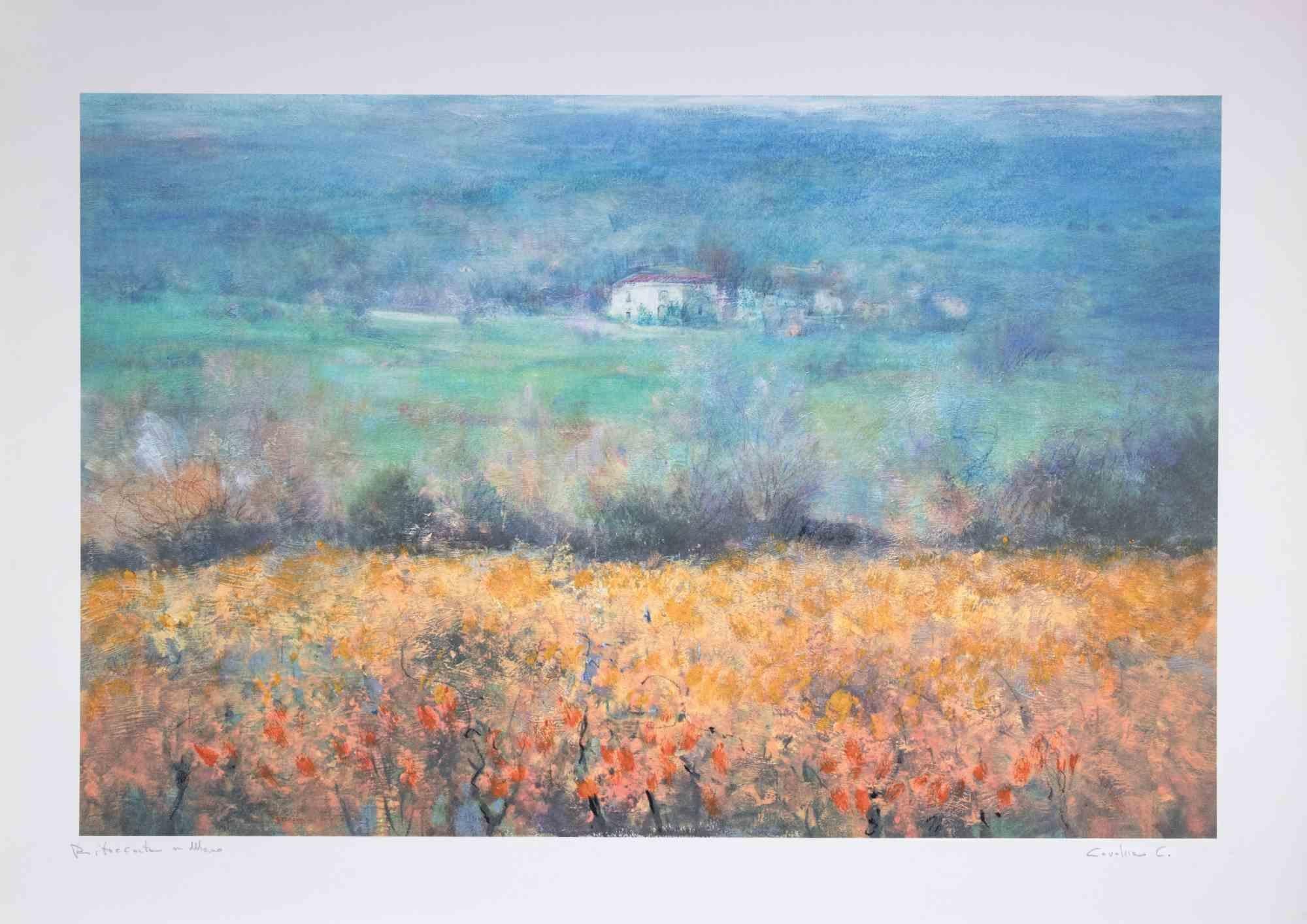 Landschaft - Lithographie von Carlo Cordua - 1980er Jahre