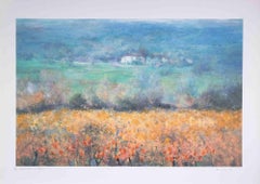 Landschaft - Lithographie von Carlo Cordua - 1980er Jahre