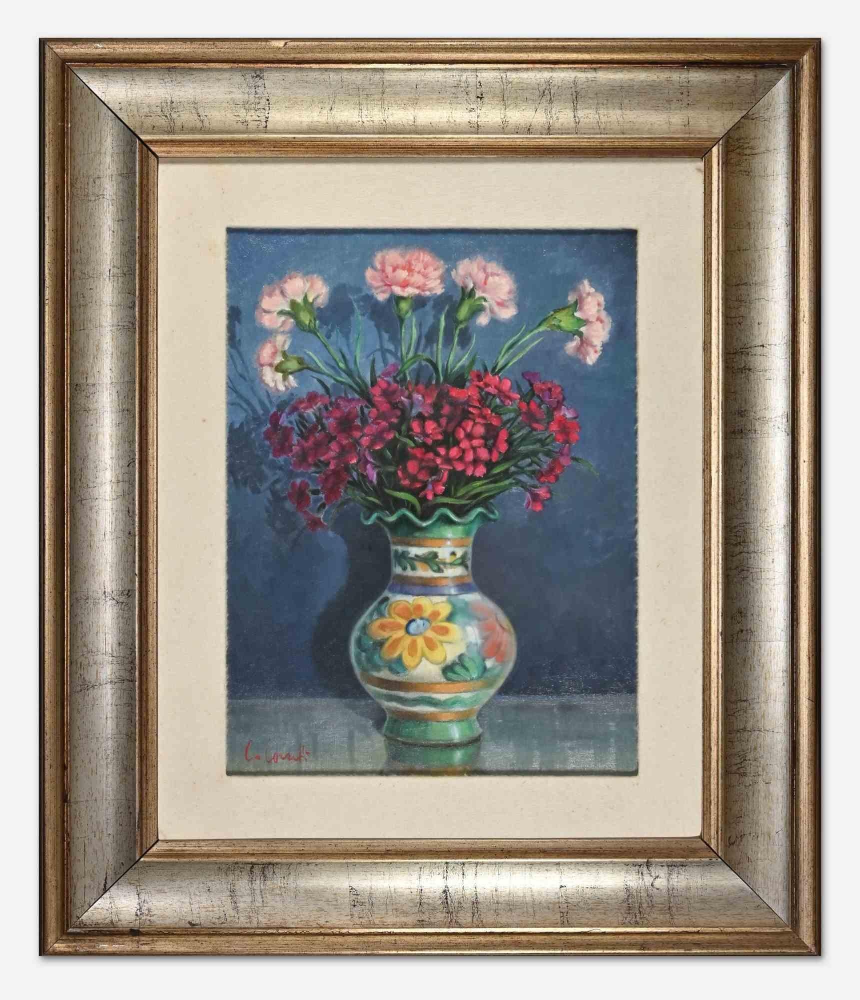 Flowers - Oil Paint by Carlo Corsetti - 1970s
