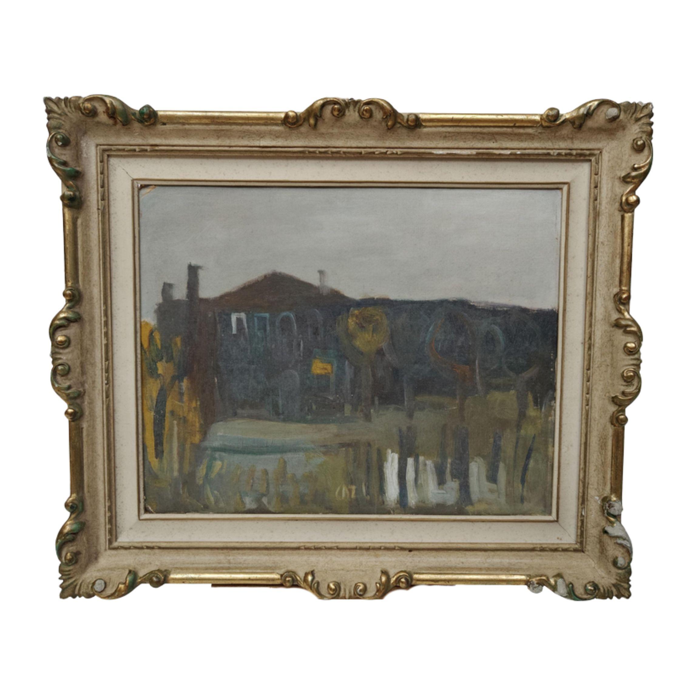Öl auf Leinwand "Landhaus" von Carlo Dalla Zorza - 1945, Italien