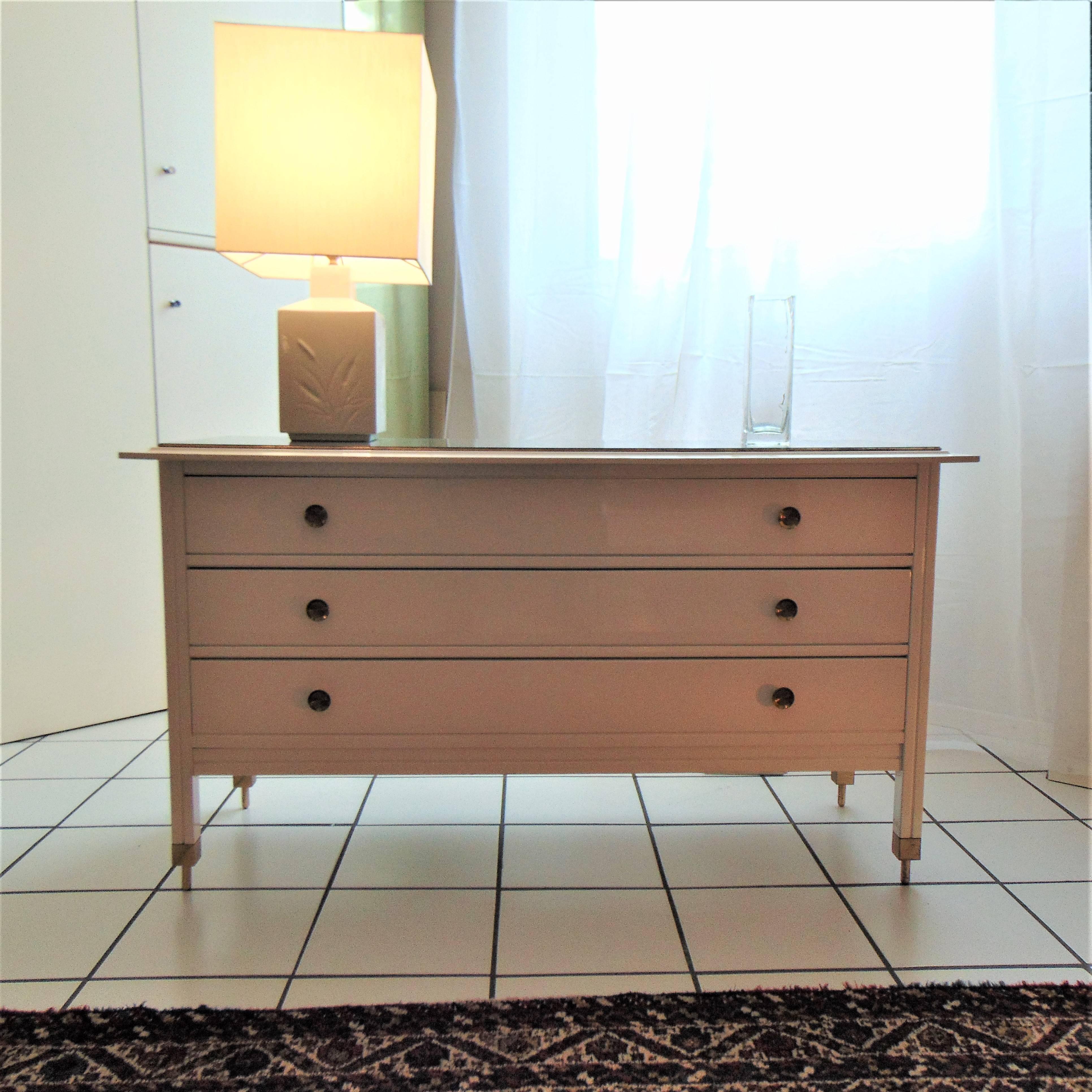 Carlo de Carli 1963 Commode White Glossy Lacquer Mirrored Top DC 154 Sormani 3