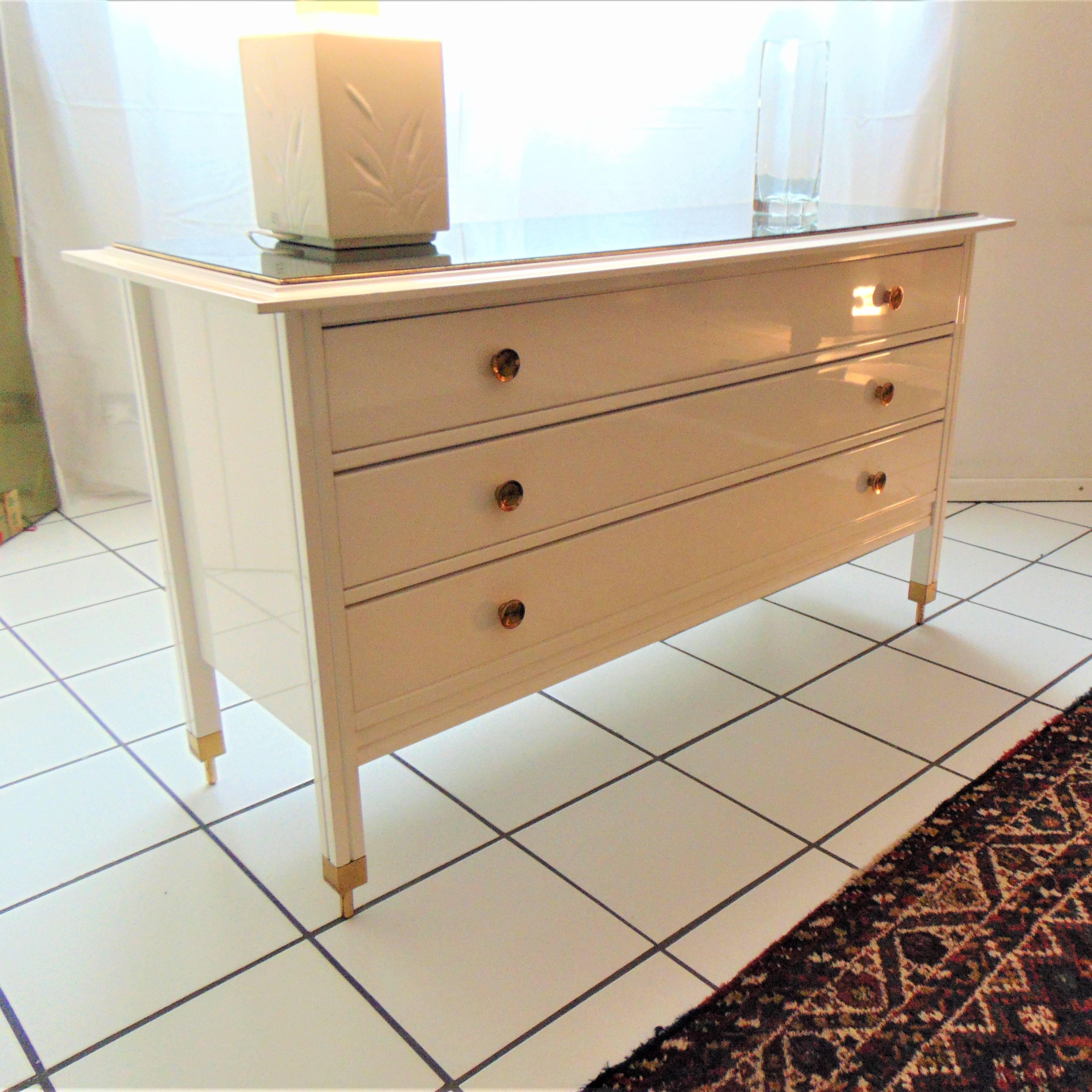 Carlo de Carli 1963 Commode White Glossy Lacquer Mirrored Top DC 154 Sormani 6