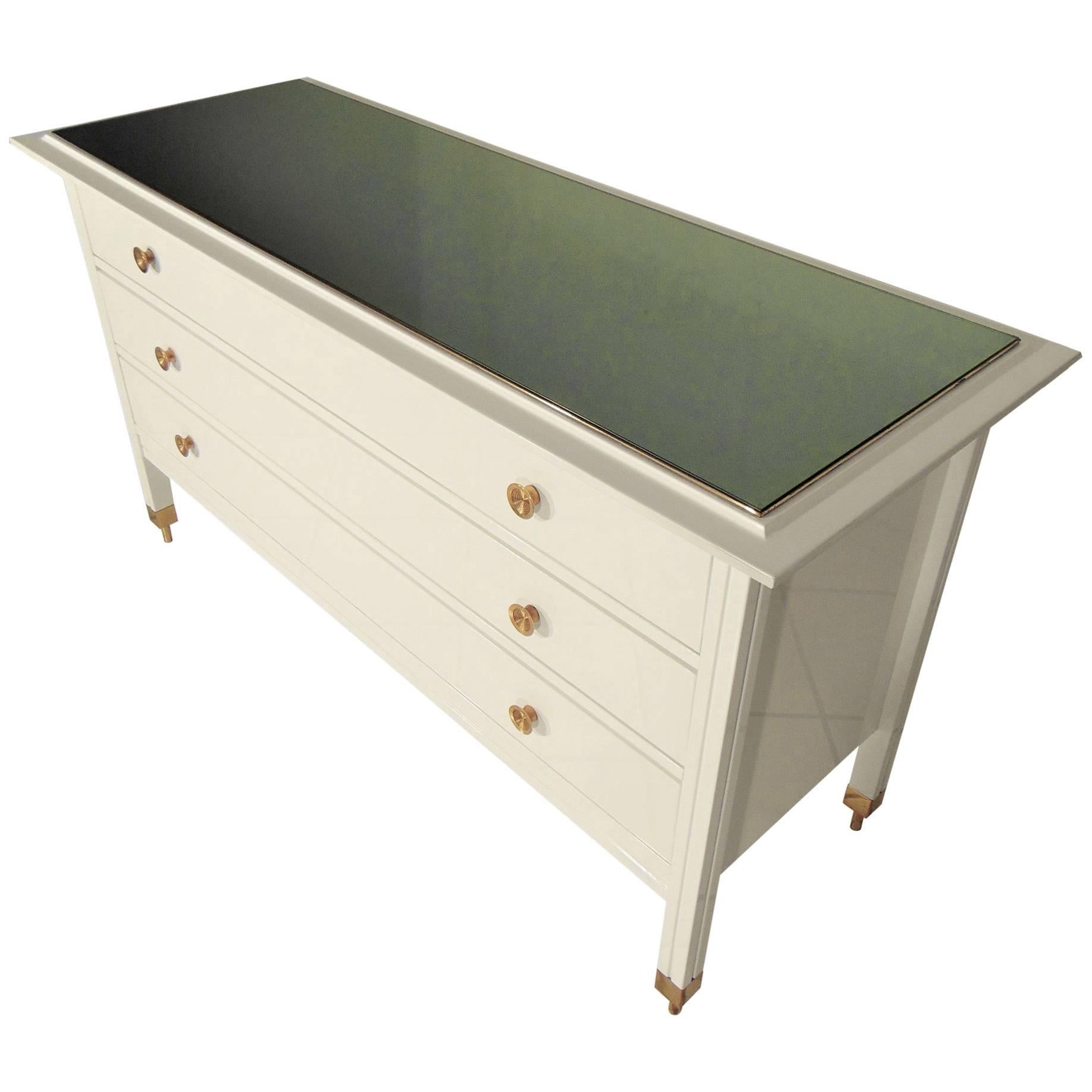 Carlo de Carli 1963 Commode White Glossy Lacquer Mirrored Top DC 154 Sormani