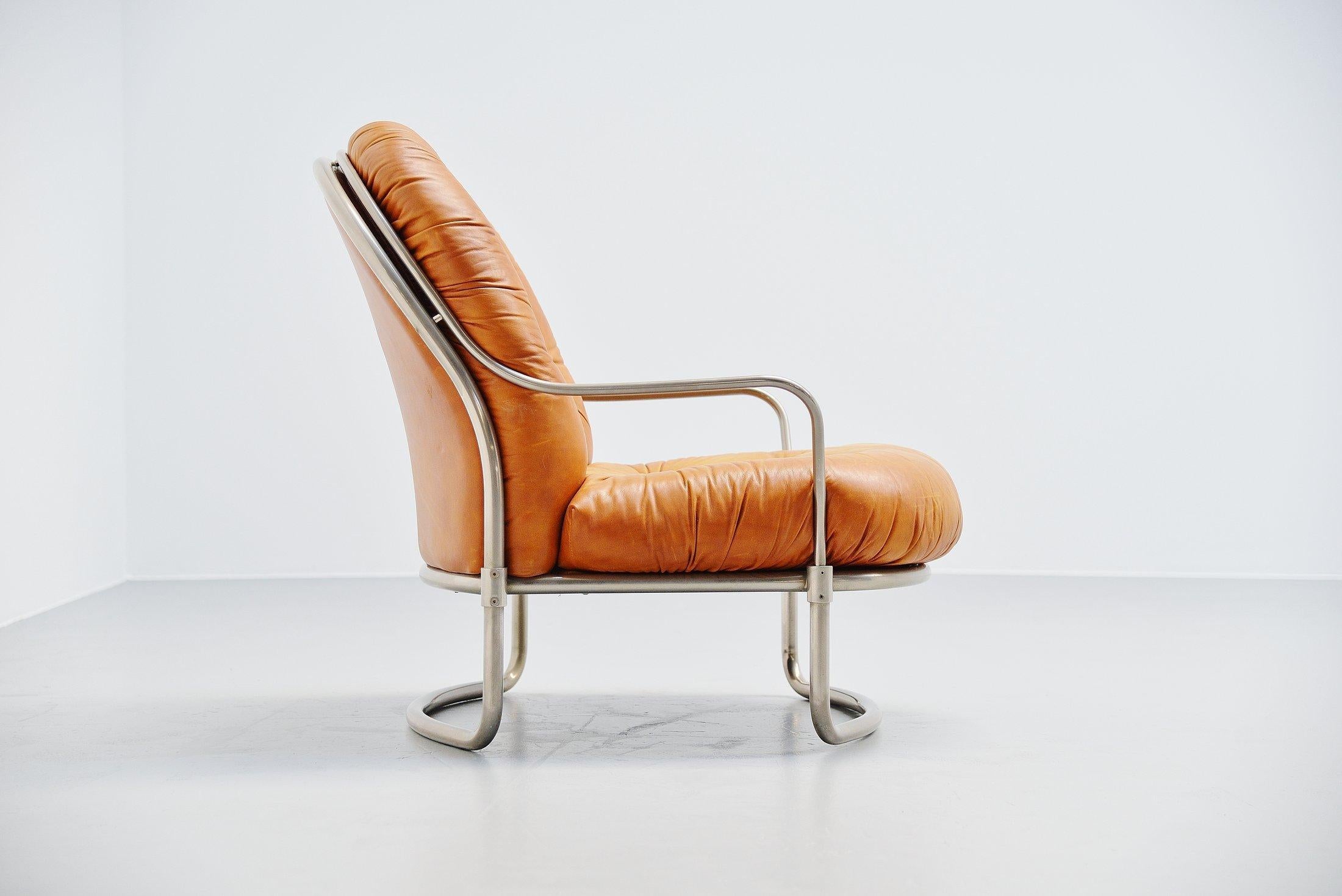 Plated Carlo de Carli 915 Lounge Chair for Cinova, Italy, 1969