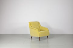 Carlo de Carli Yellow Velvet Armchair Model "802", 1955