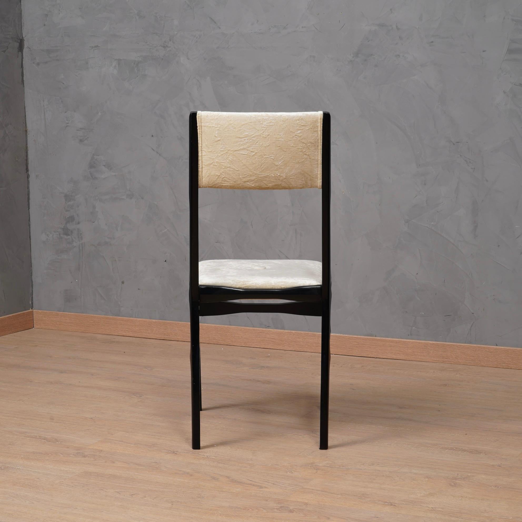 Carlo De Carli attributed White Velvet Italian Midcentury Chairs, 1955 6