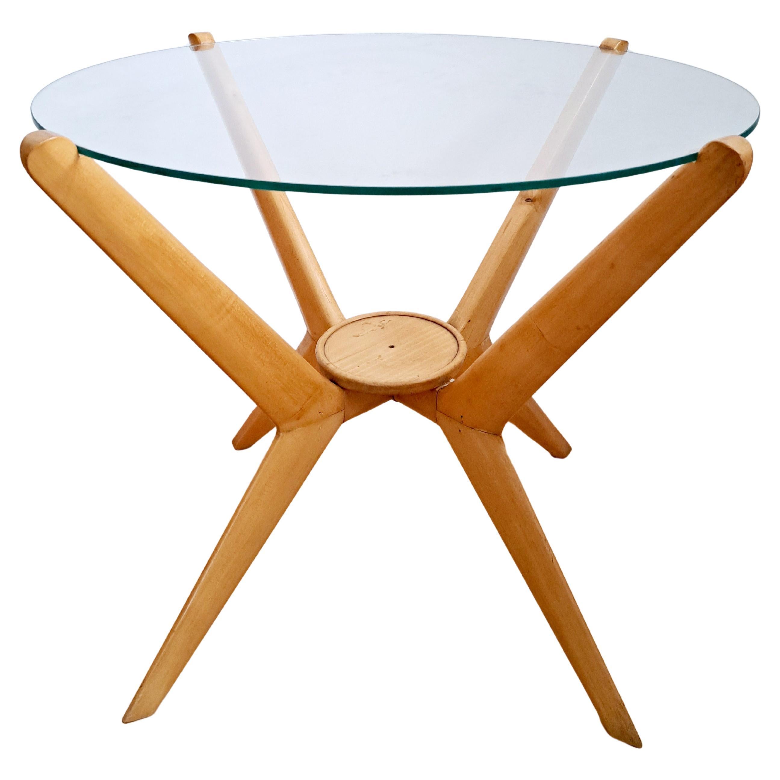 Calo di Carli circular Coffee Table with Glass top, 1950, Italy For Sale