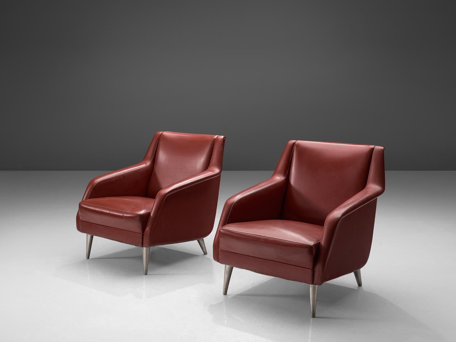Mid-Century Modern Carlo de Carli Classic Red Lounge Chairs