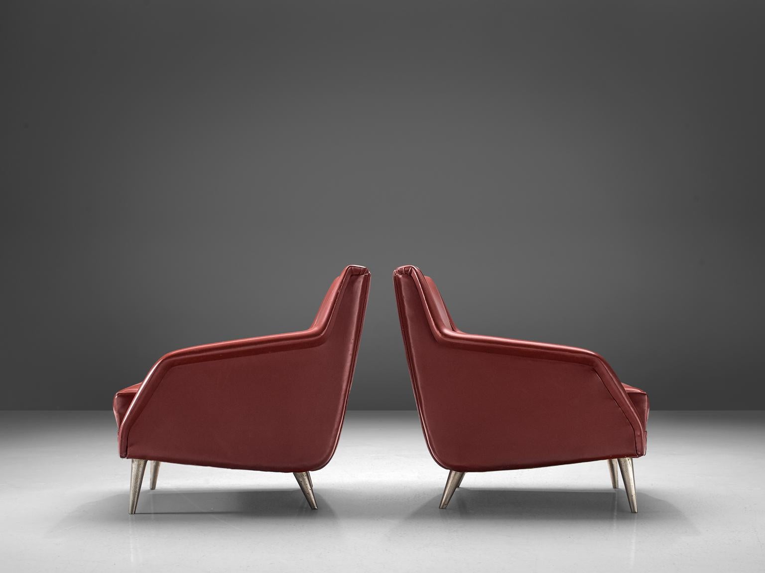 Italian Carlo de Carli Classic Red Lounge Chairs