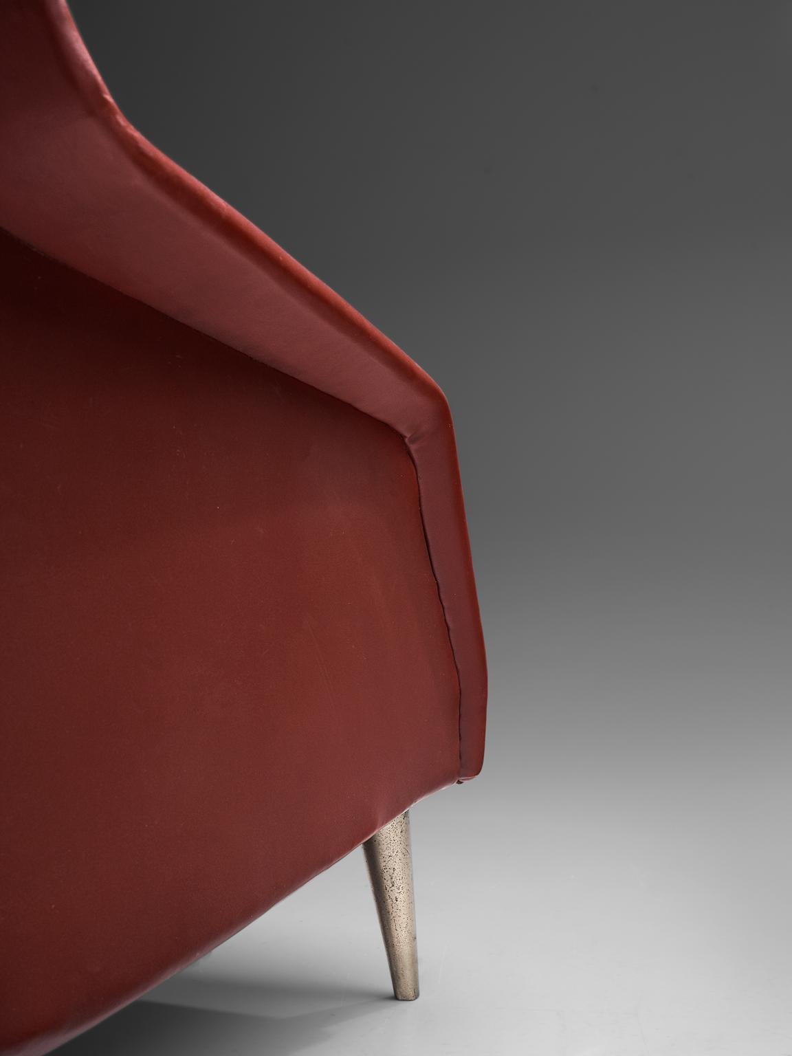 Brass Carlo de Carli Classic Red Lounge Chairs