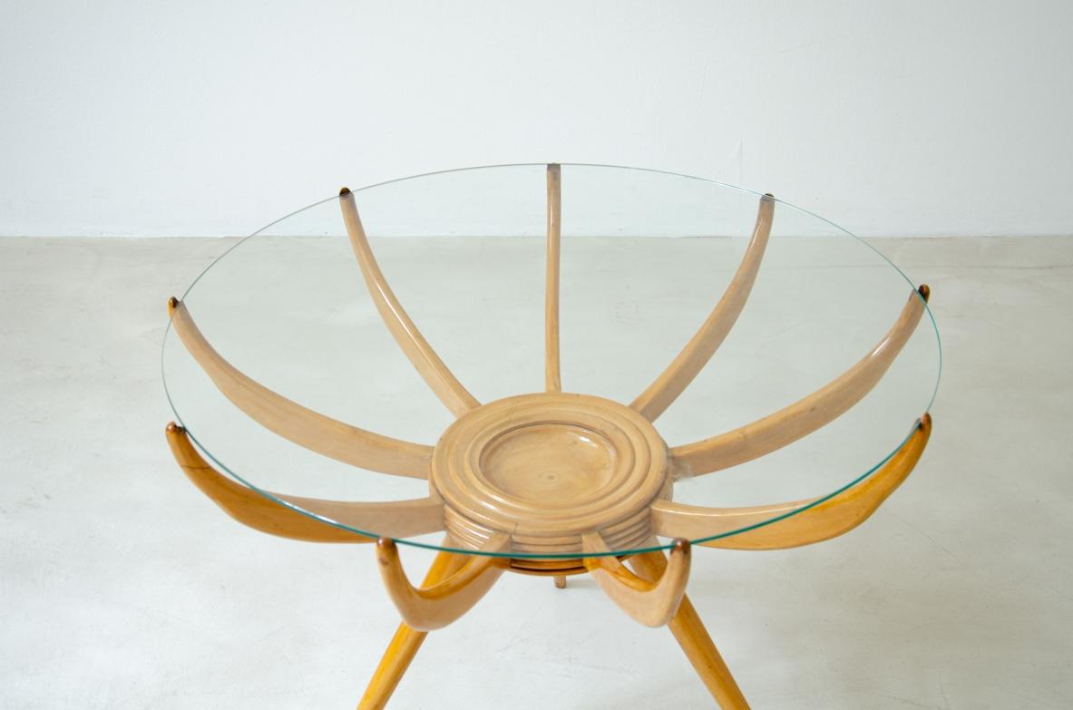 Carlo de Carli, Coffee table in blond maple In Excellent Condition In Milano, IT