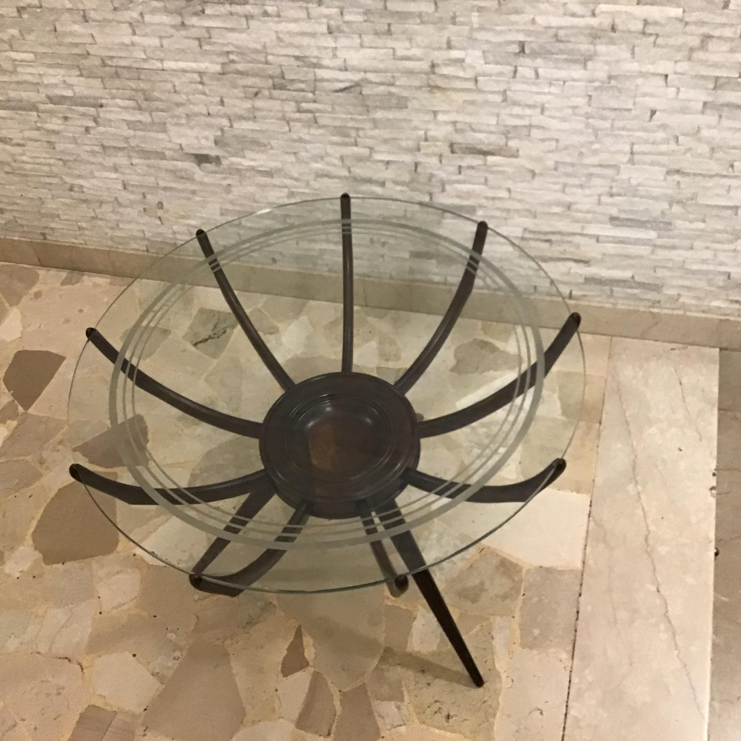 Carlo De Carli Coffee Table Wood Glass 1950 Italy In Good Condition For Sale In Milano, IT