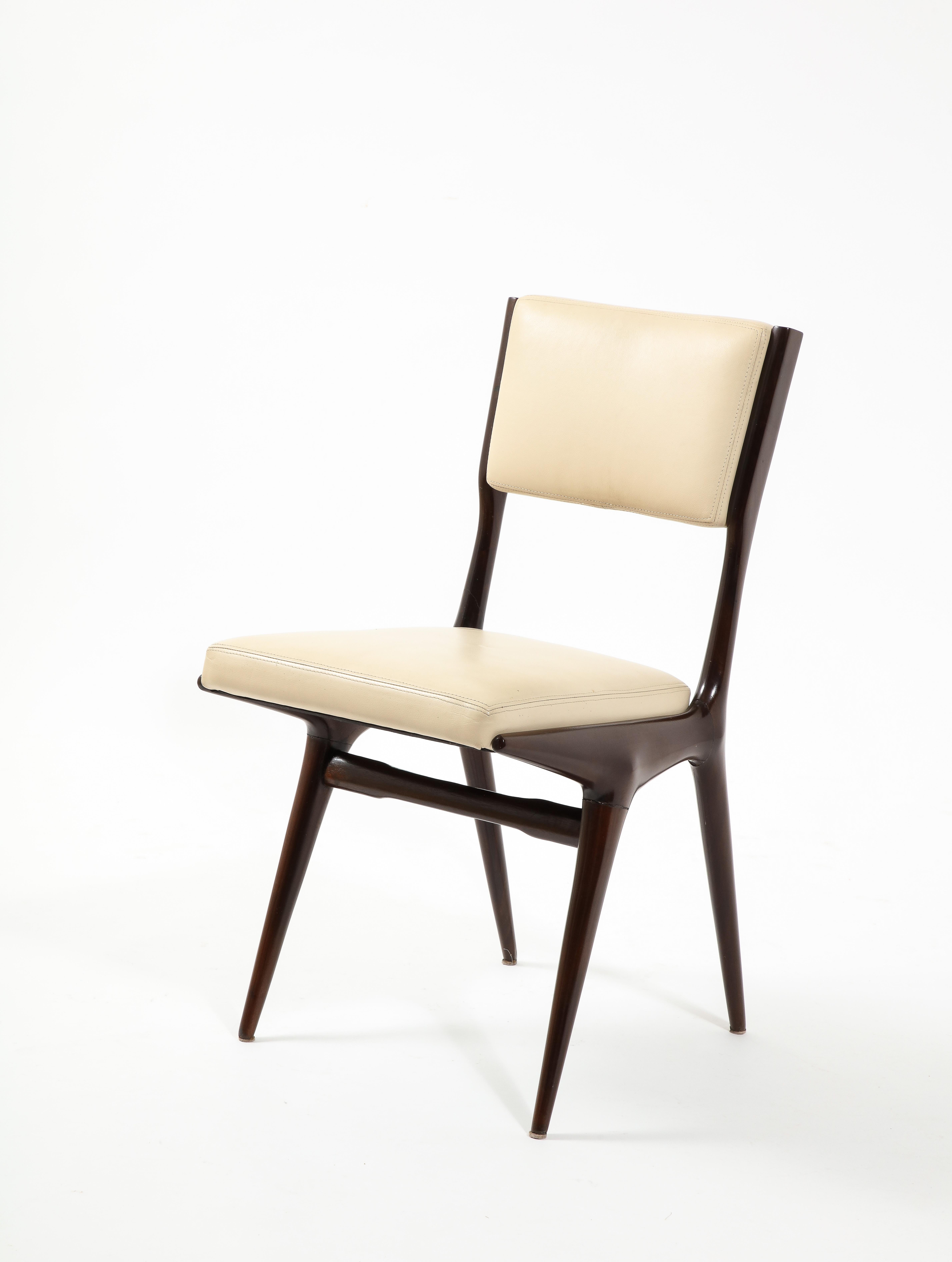 Carlo de Carli N63 Set of Six Dining Chairs, Italy 1960's 4