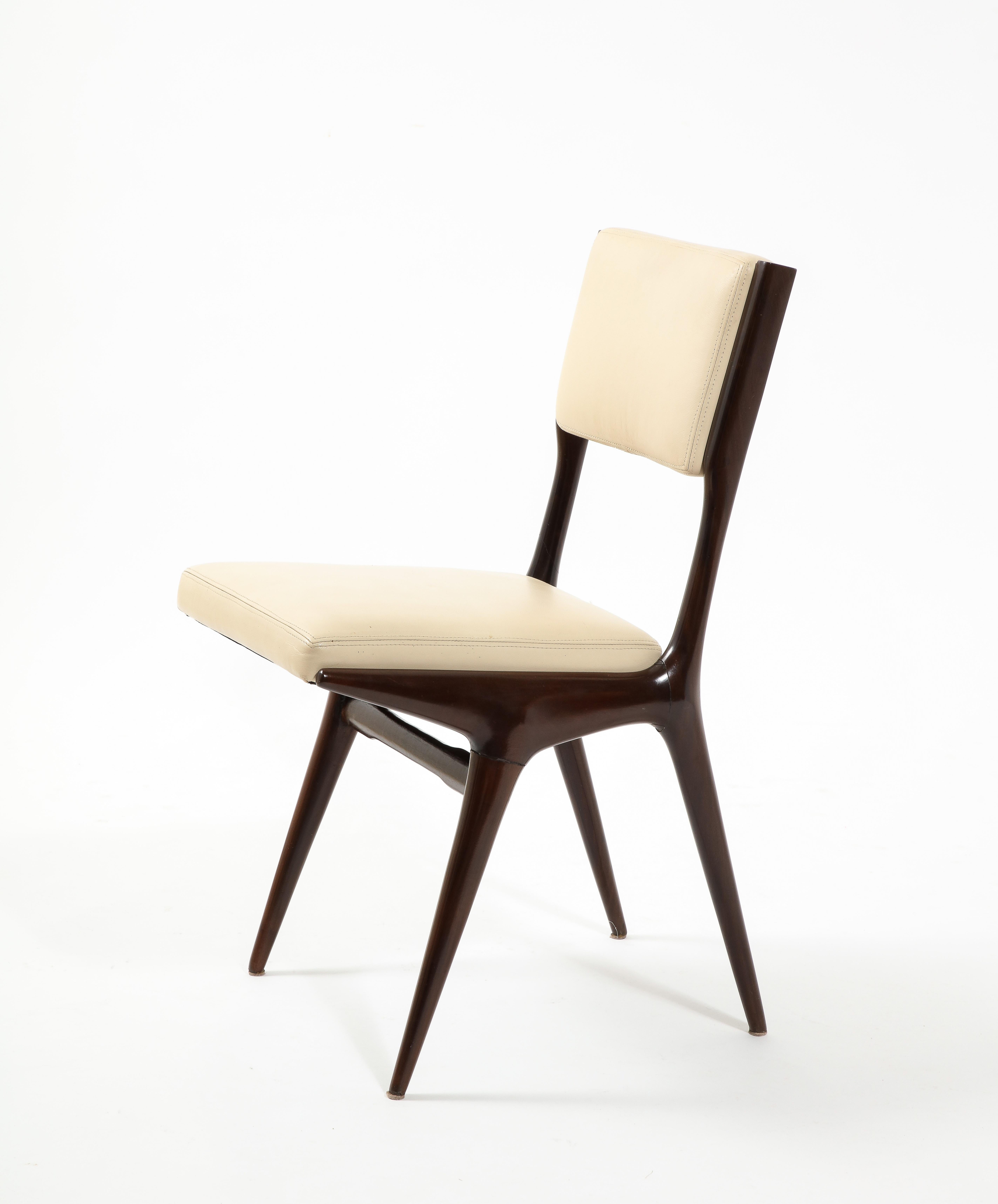 Carlo de Carli N63 Set of Six Dining Chairs, Italy 1960's 5
