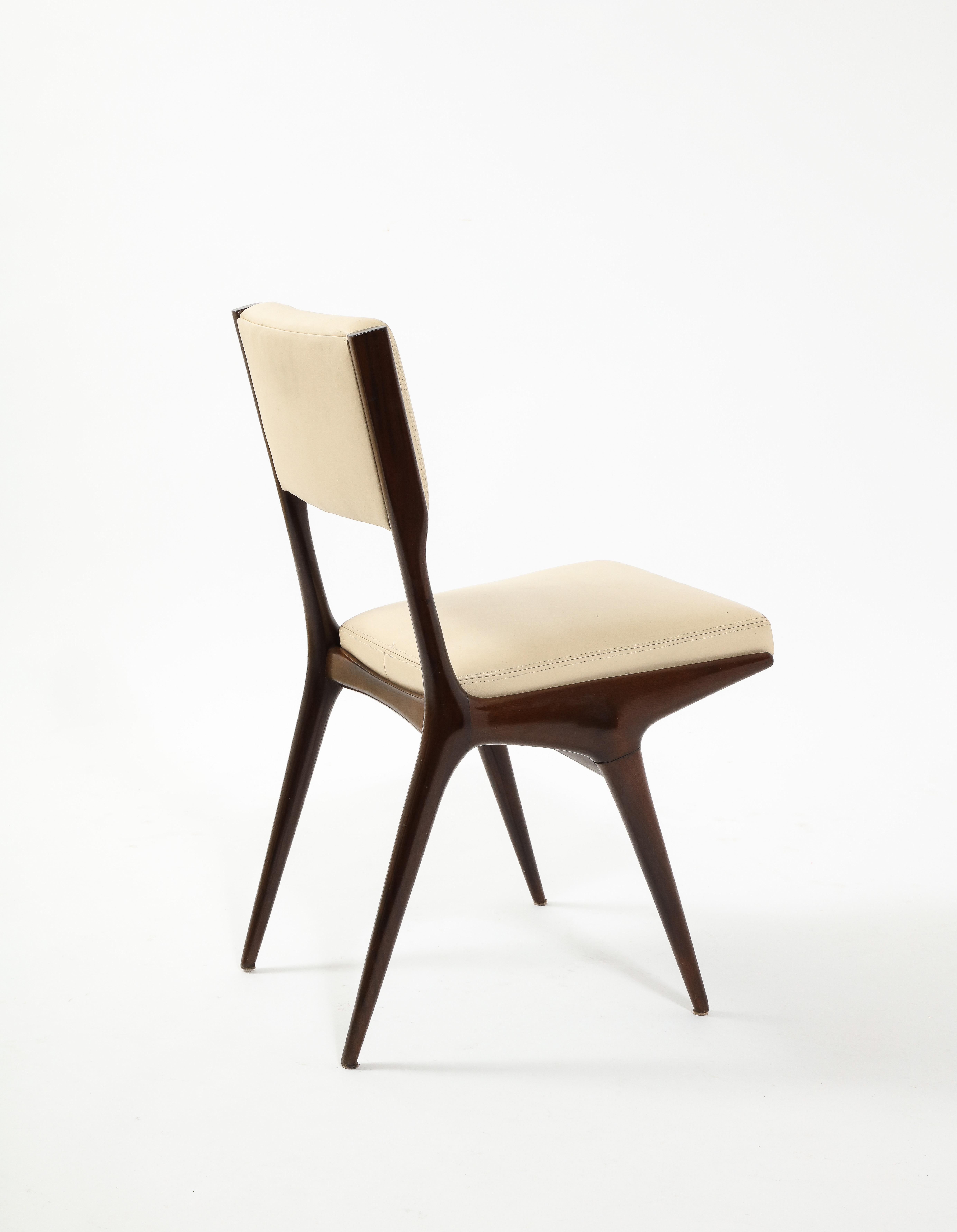 Carlo de Carli N63 Set of Six Dining Chairs, Italy 1960's 10
