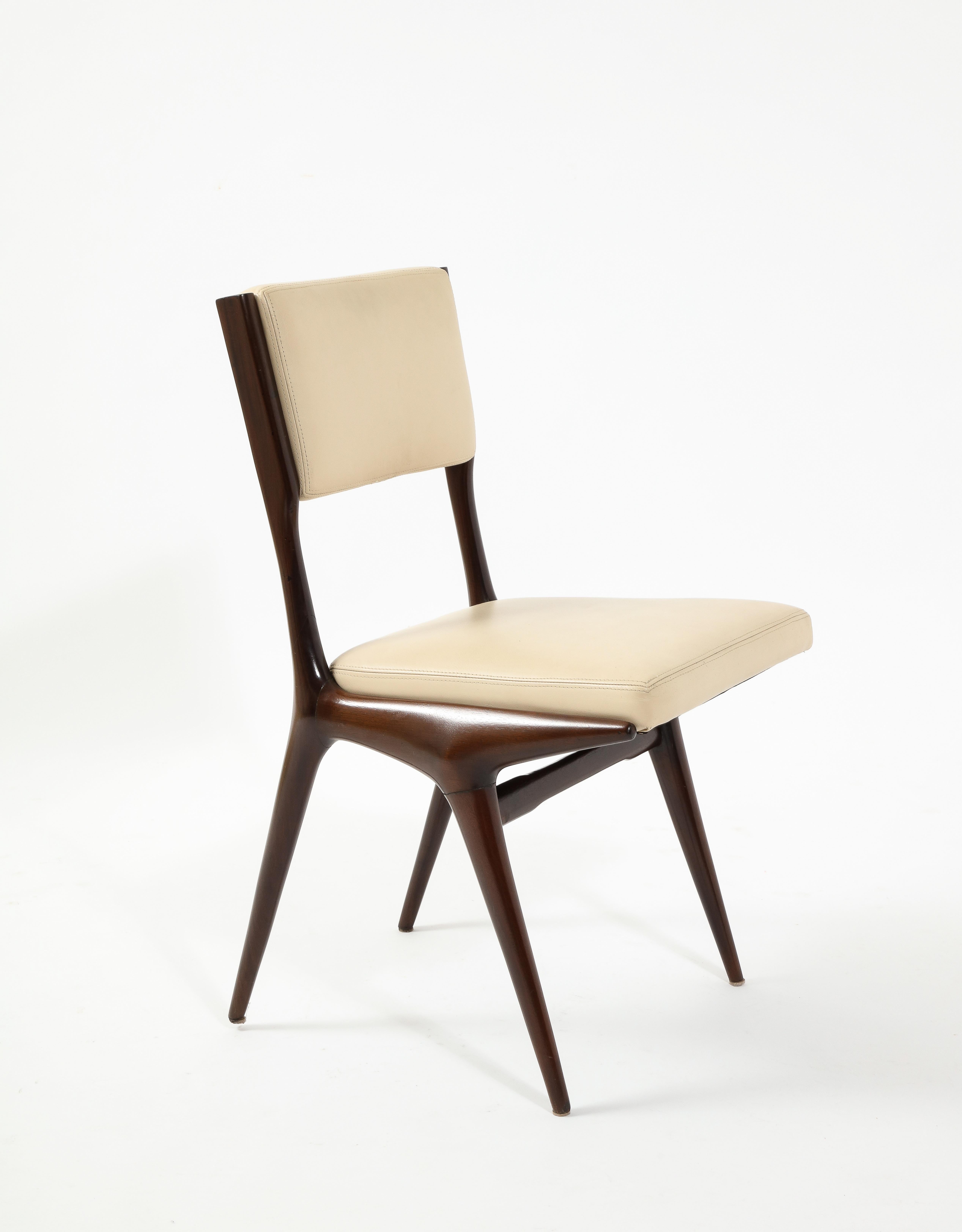 Carlo de Carli N63 Set of Six Dining Chairs, Italy 1960's 12