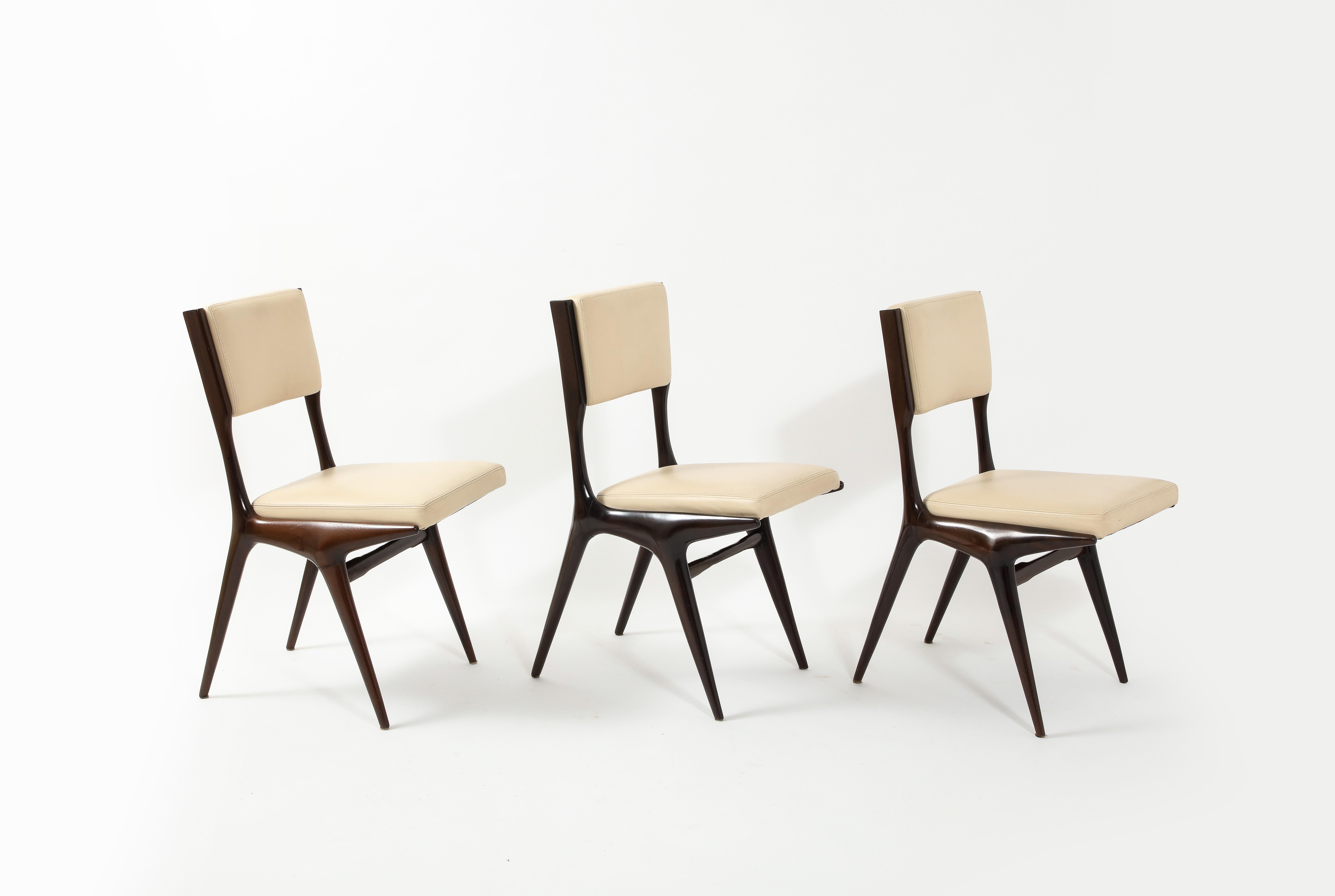 Mid-Century Modern Carlo de Carli N63 Set of Six Dining Chairs, Italy 1960's