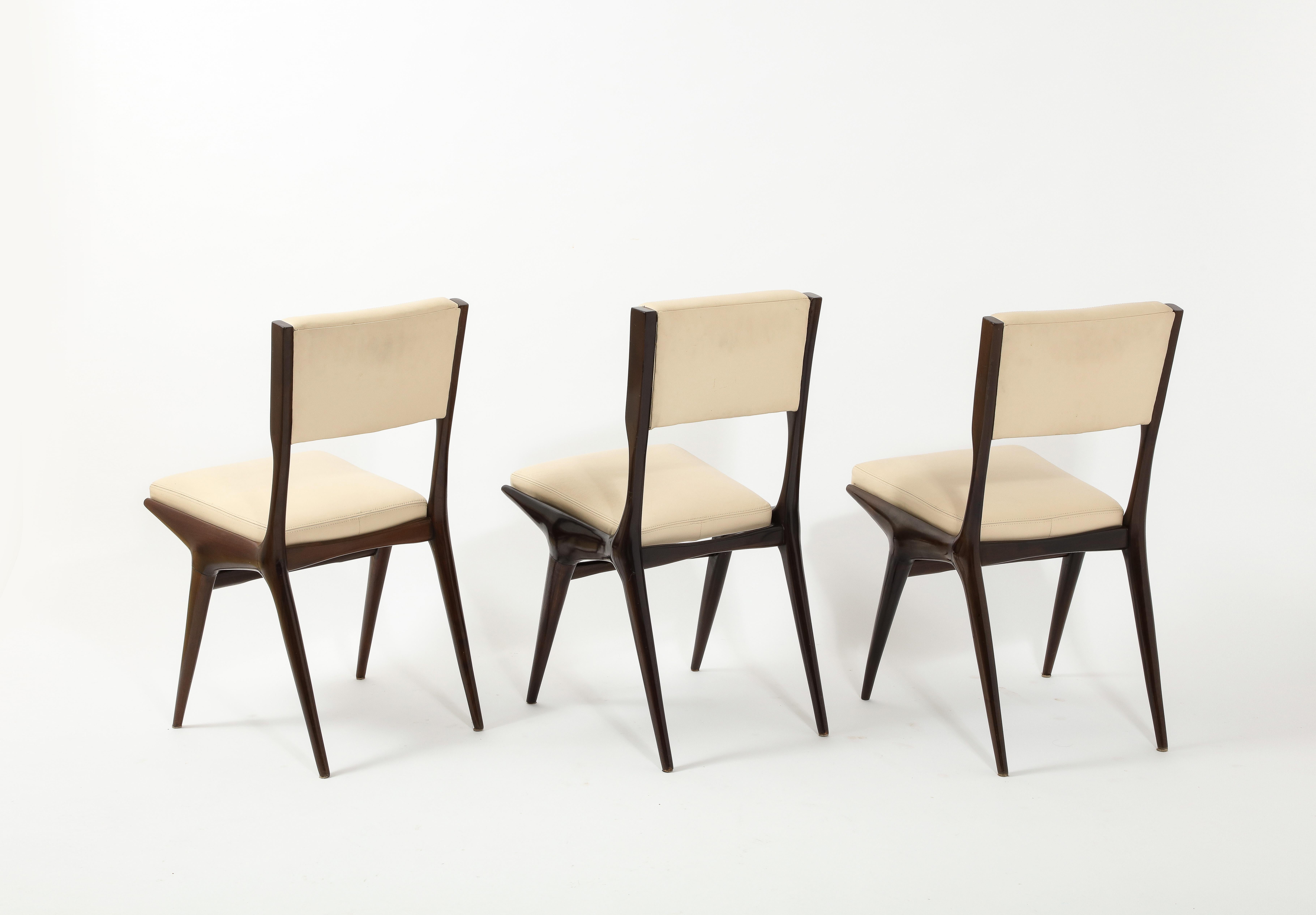 Italian Carlo de Carli N63 Set of Six Dining Chairs, Italy 1960's