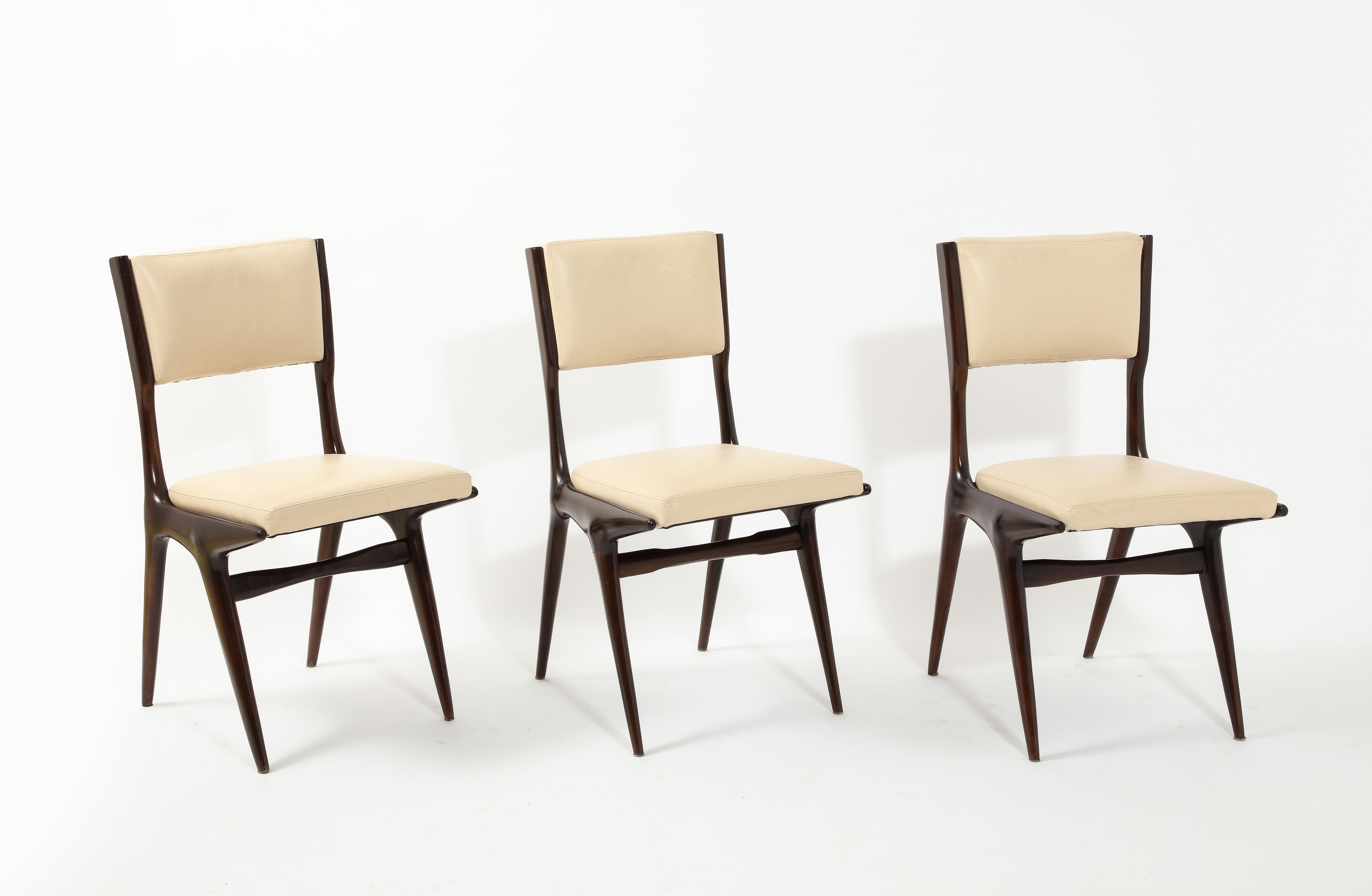 Carlo de Carli N63 Set of Six Dining Chairs, Italy 1960's 1