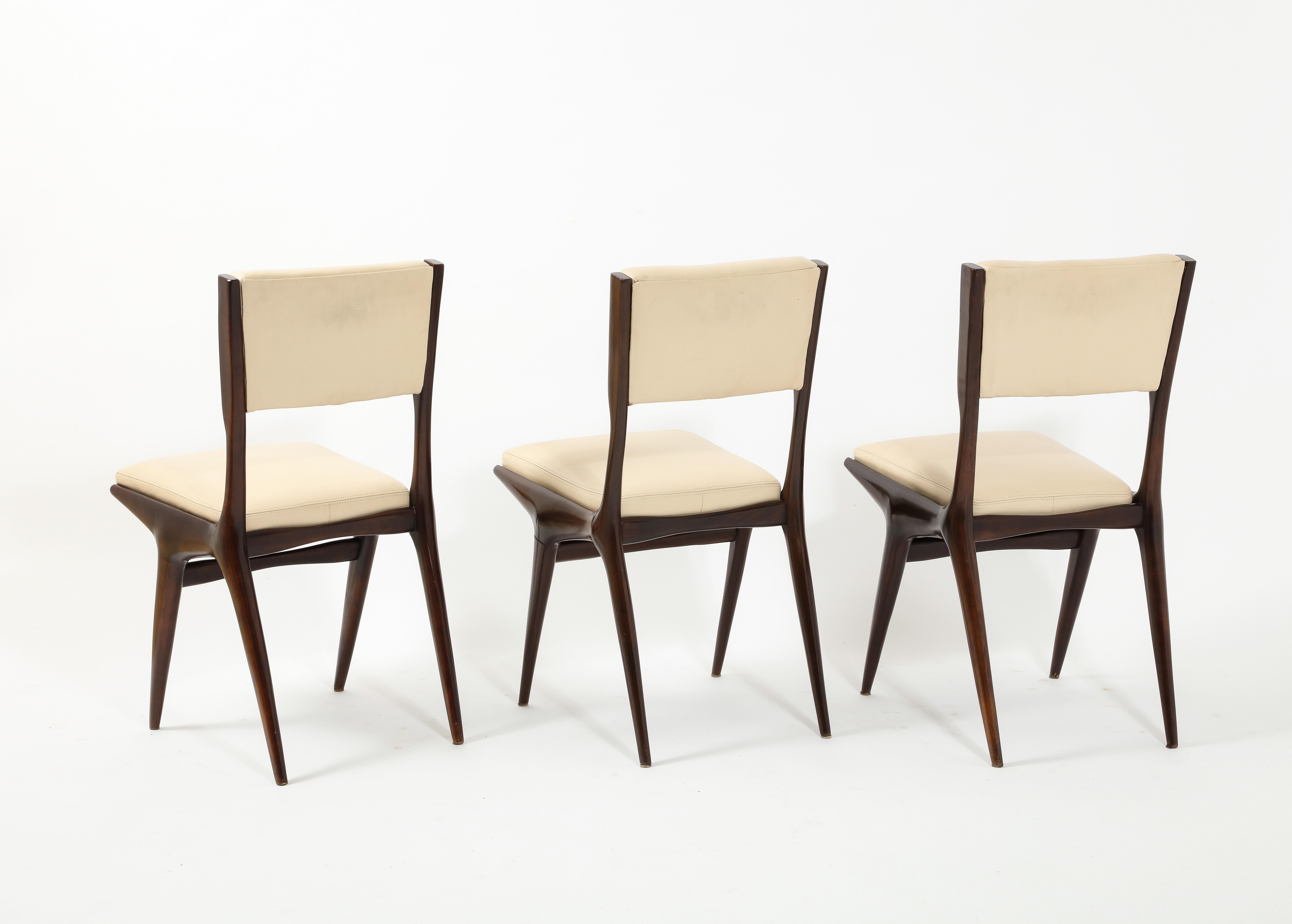 Carlo de Carli N63 Set of Six Dining Chairs, Italy 1960's 2