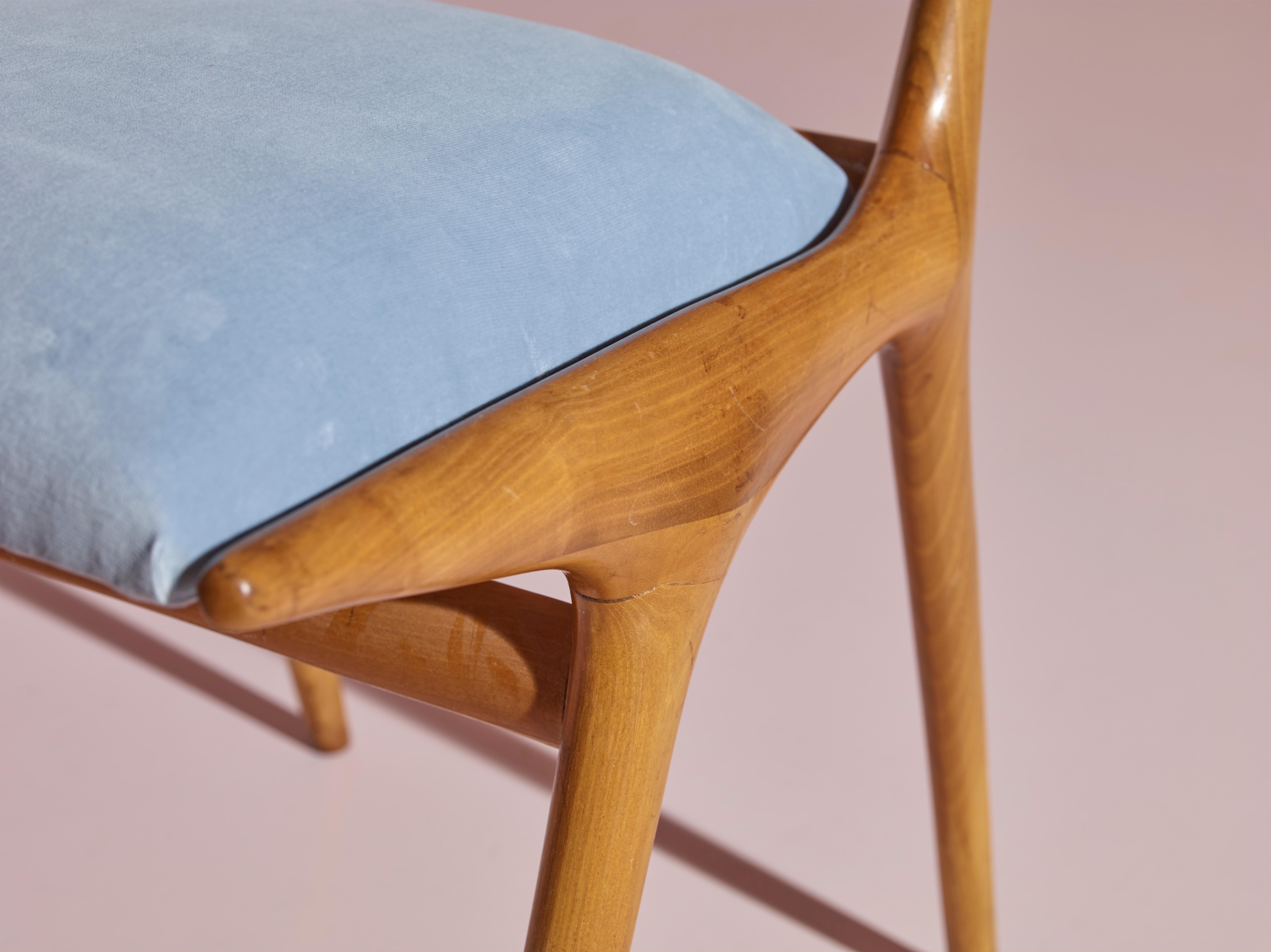 Velvet Carlo De Carli dining chairs Model 634 by Figli di Amedeo Cassina, Italy, 1950s