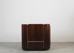 Carlo de Carli Dry Bar Cart with Wheels in Wood and Marble by Fiarm 1960s