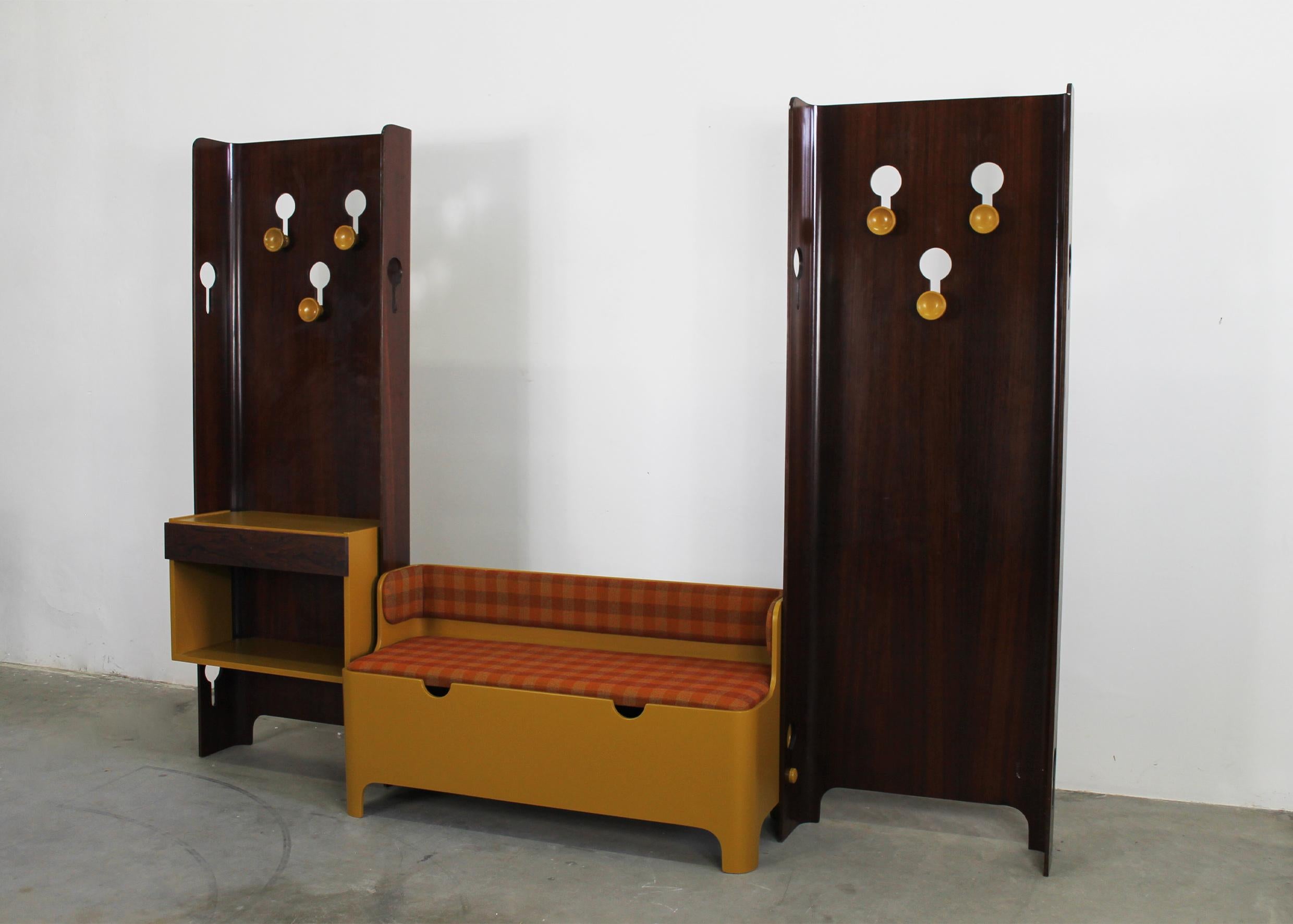 Italian Carlo de Carli Entrance Hall Set in Plywood and Fabric by FIARM 1960s For Sale