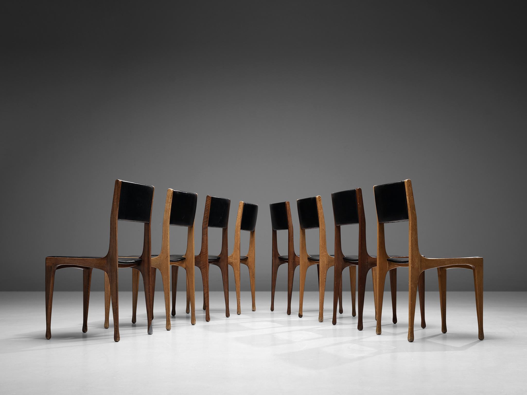 Carlo de Carli for Cassina Bicolor Set of Eight Dining Room Chairs Model '693' In Good Condition In Waalwijk, NL