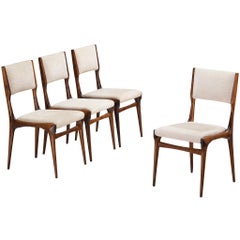 Carlo De Carli pour Cassina Ensemble de quatre chaises de salle à manger '671' en noyer
