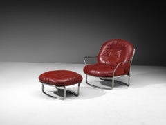 Carlo De Carli for Cinova '915' Lounge Chair and Ottoman in Burgundy Red Leather