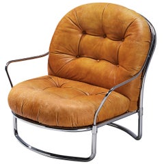 Carlo De Carli for Cinova 
915
 Lounge Chair in Cognac Leather