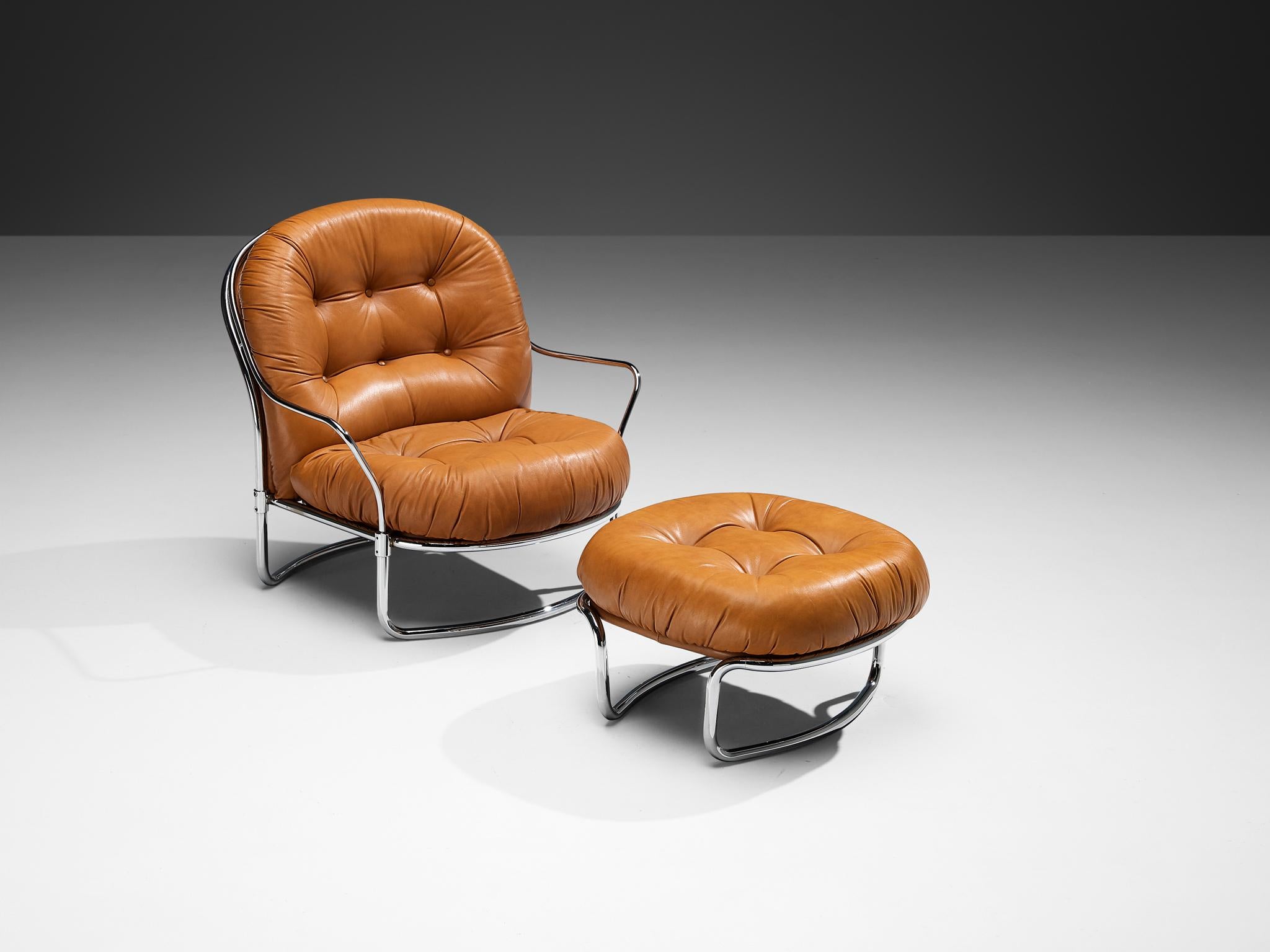 Carlo De Carli for Cinova '915' Lounge Chair with Ottoman In Good Condition For Sale In Waalwijk, NL