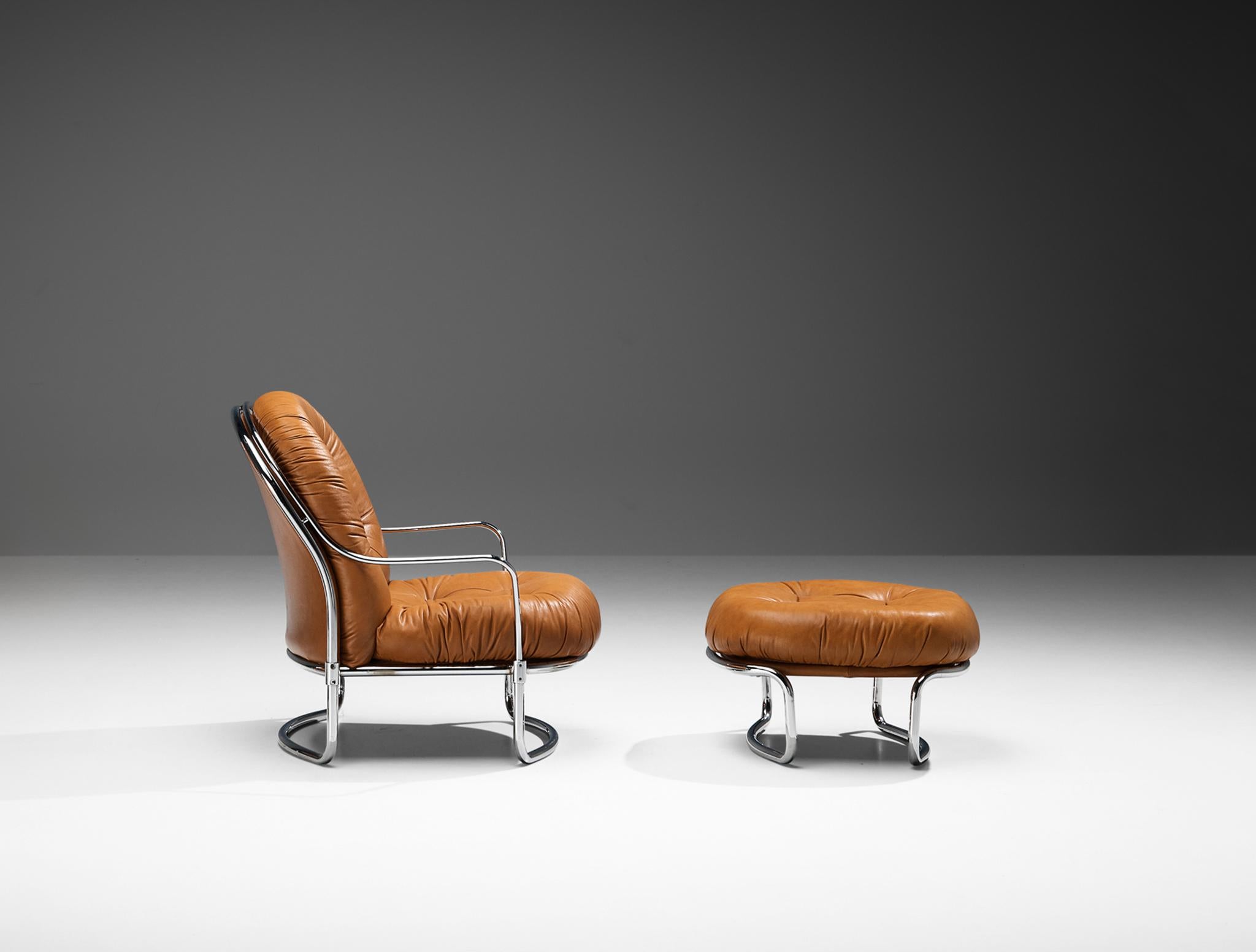 Steel Carlo De Carli for Cinova '915' Lounge Chair with Ottoman For Sale