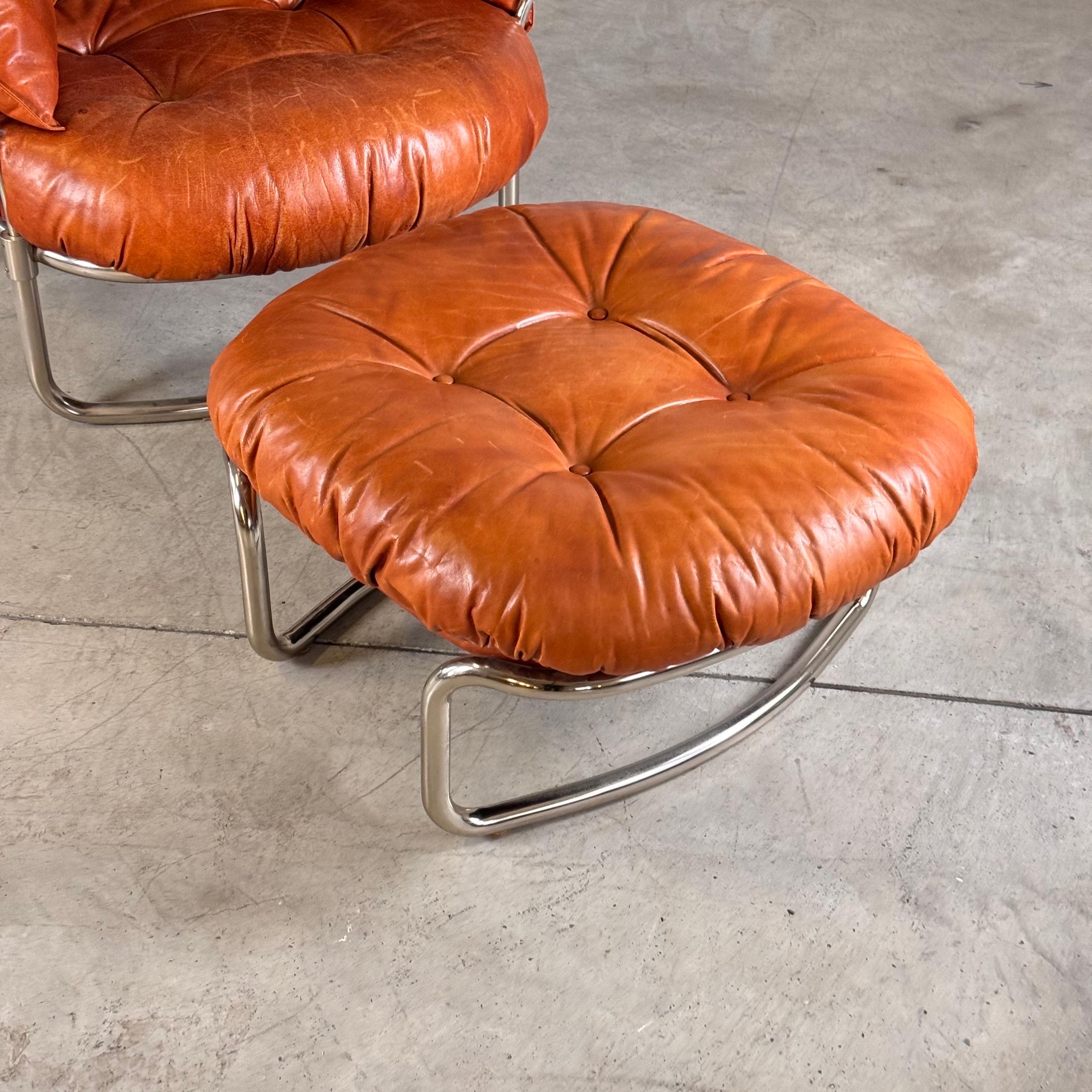 Mid-Century Modern Carlo De Carli for Cinova, ‘915’ Lounge Chair with Ottoman, Italy, 1969