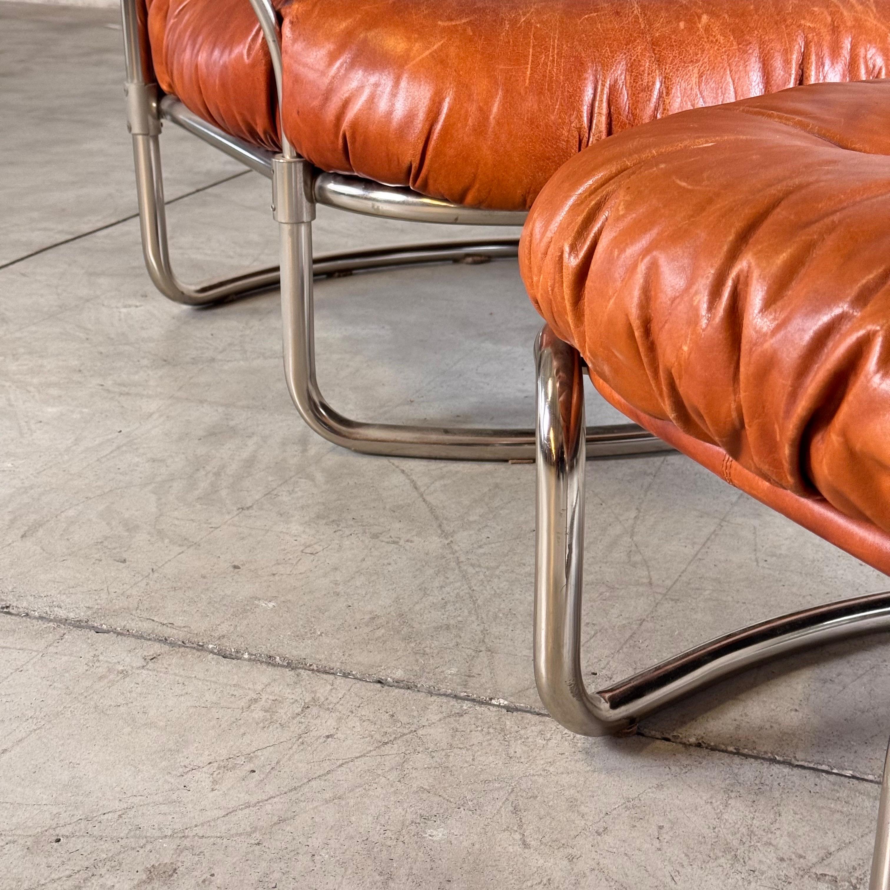 Metal Carlo De Carli for Cinova, ‘915’ Lounge Chair with Ottoman, Italy, 1969