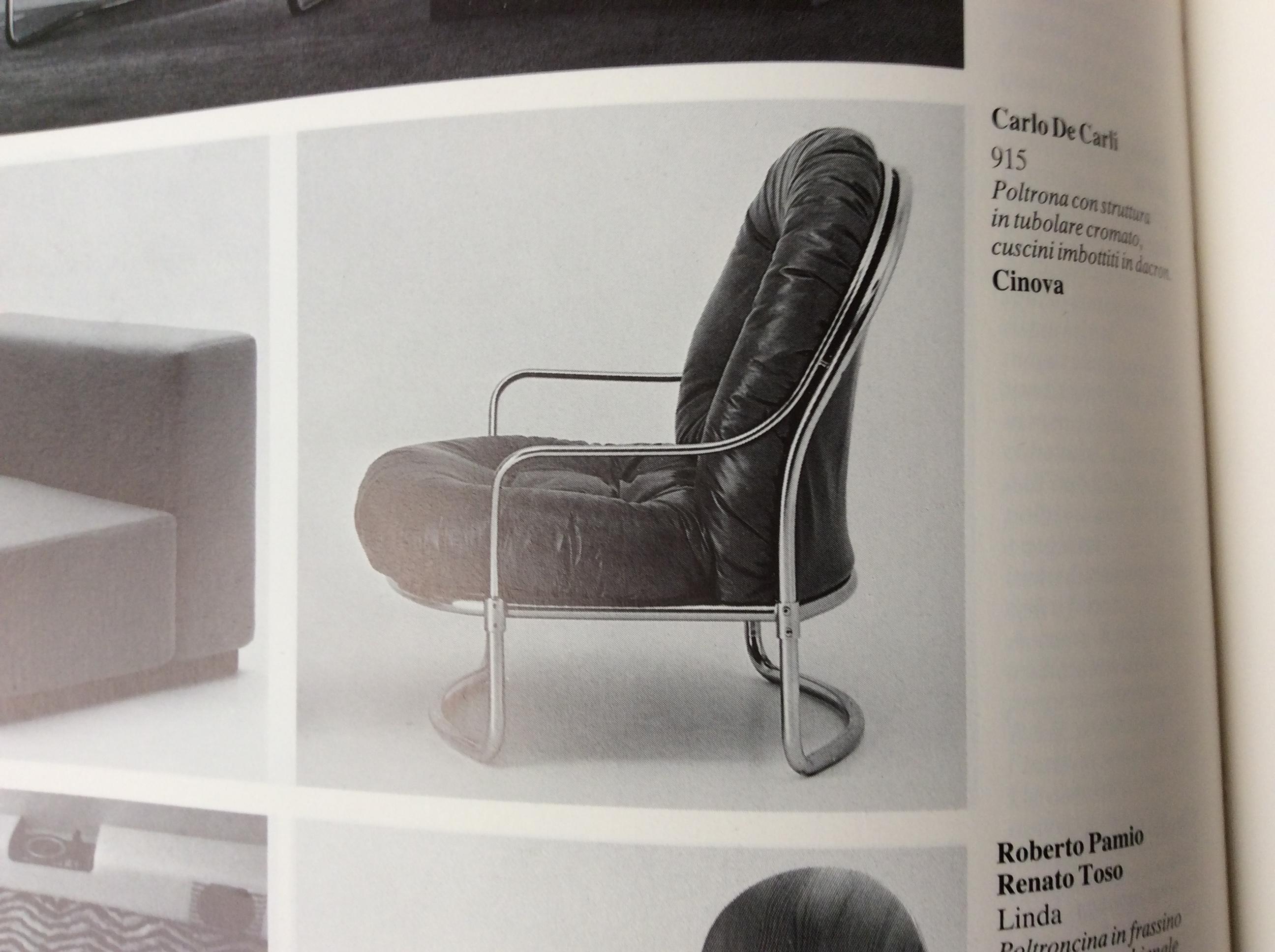 Carlo de Carli for Cinova Mid Century 915  Armchairs Original Leather Italy 1969 13