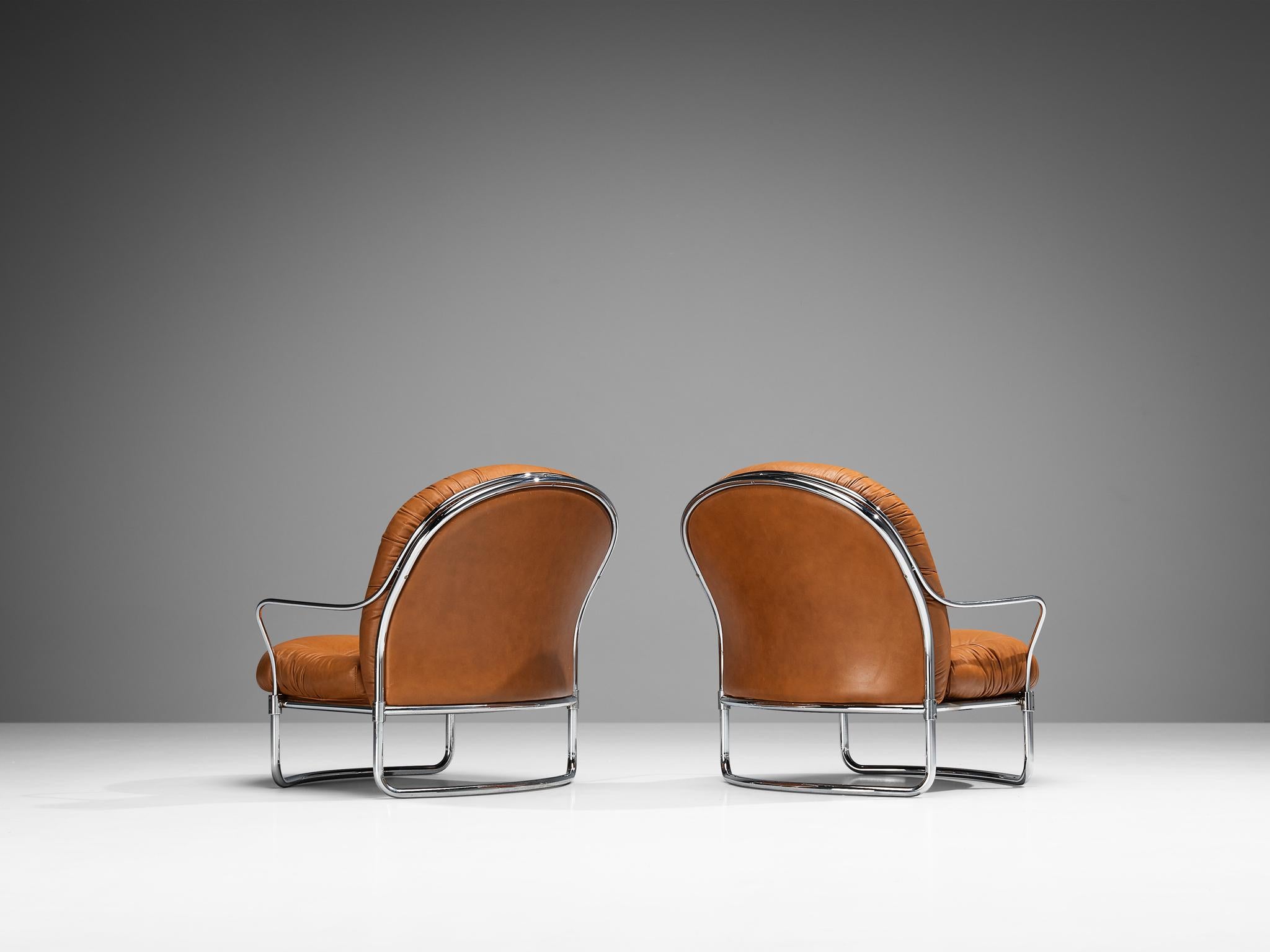 Italian Carlo De Carli for Cinova Pair of '915' Lounge Chairs with Ottoman For Sale