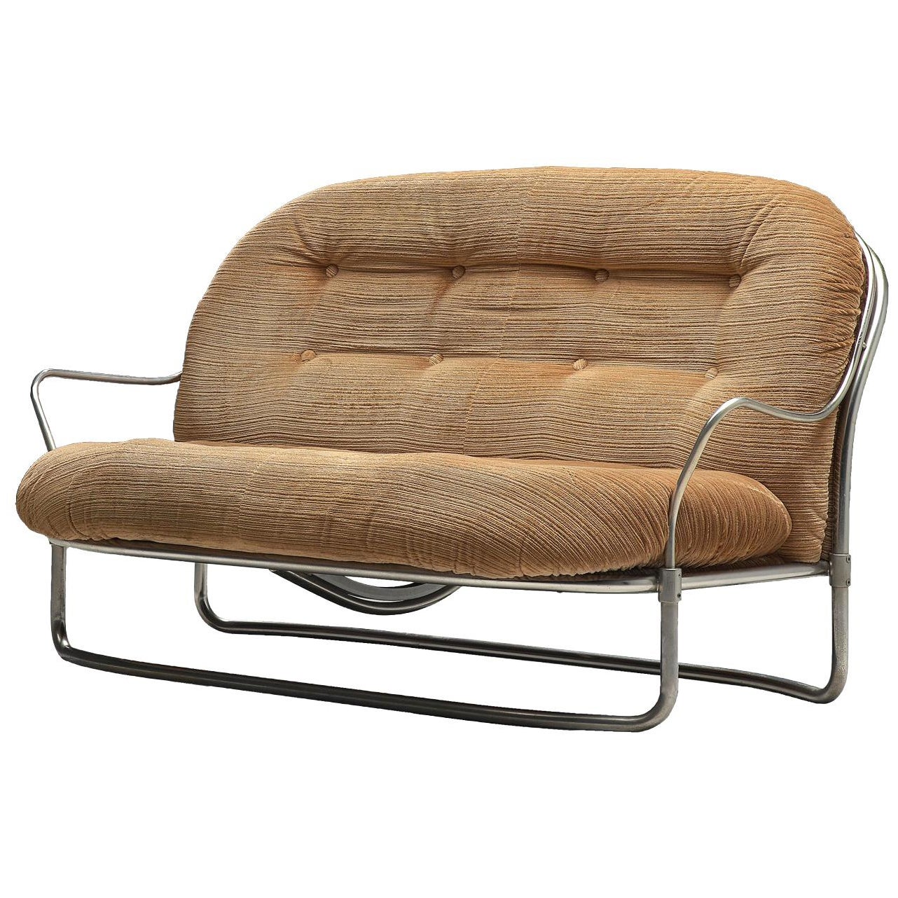 Carlo de Carli for Cinova Sofa in Tubular Steel and Light Brown Corduroy en venta