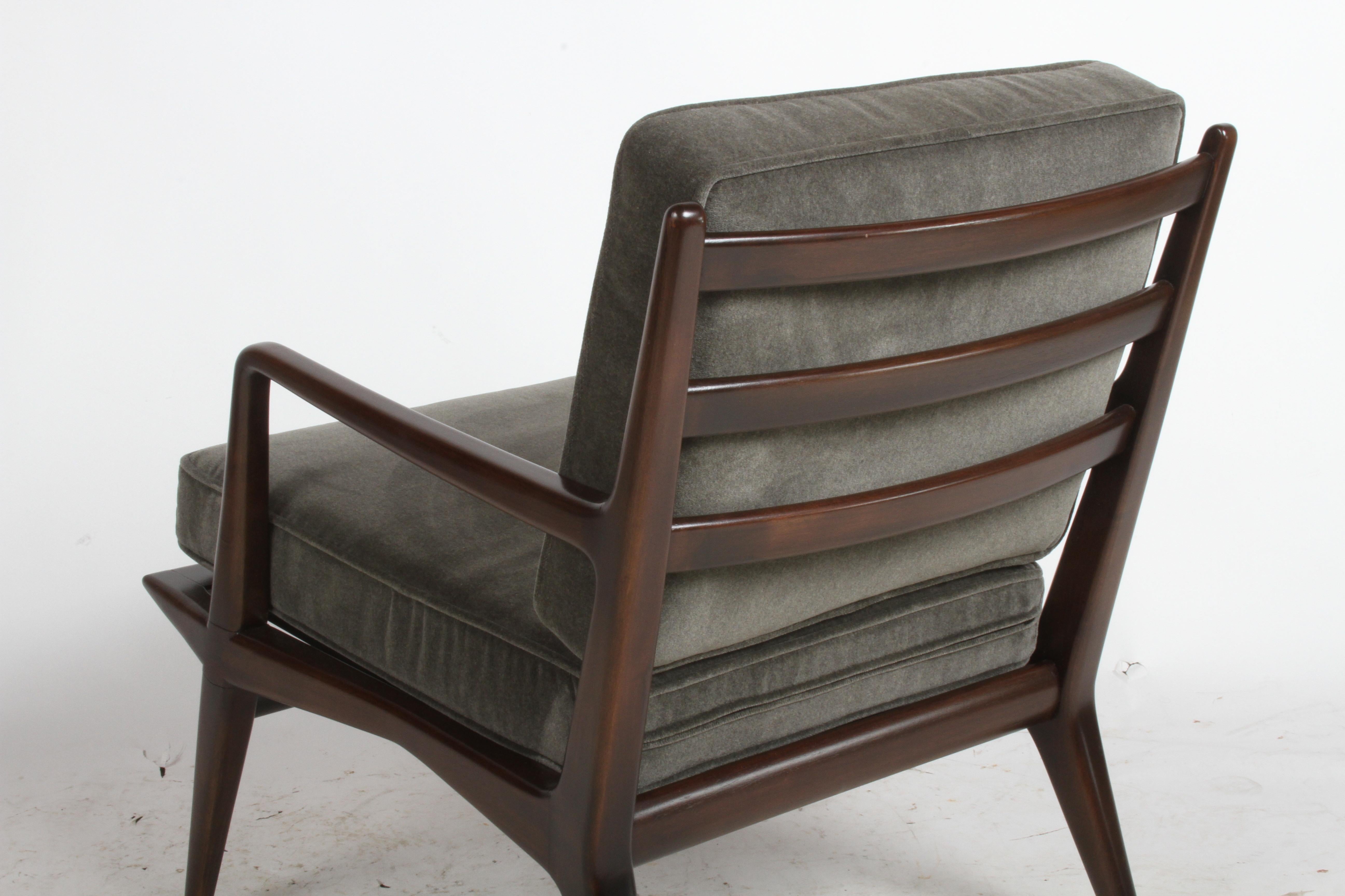 Mid-20th Century Carlo de Carli for M. Singer & Sons Lounge, Refinished / Mohair For Sale