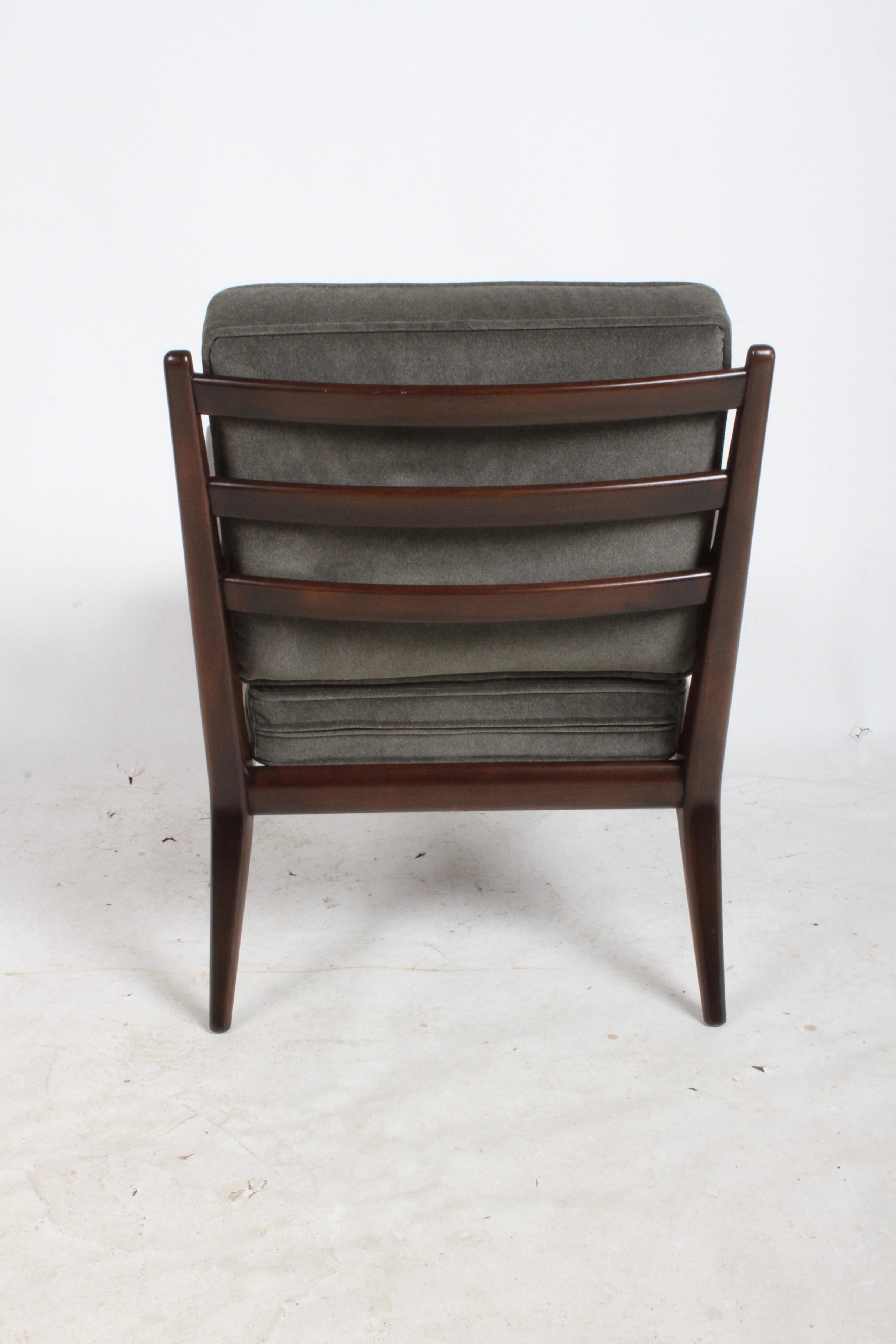 Walnut Carlo de Carli for M. Singer & Sons Lounge, Refinished / Mohair For Sale